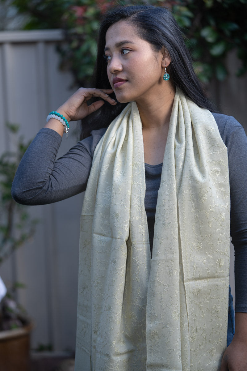  pashmina shawl with light embroidery work for summer or spring wear.