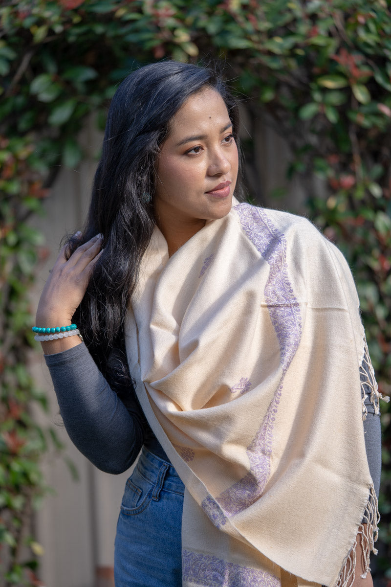 White Pashmina Shawl suitable for every season.