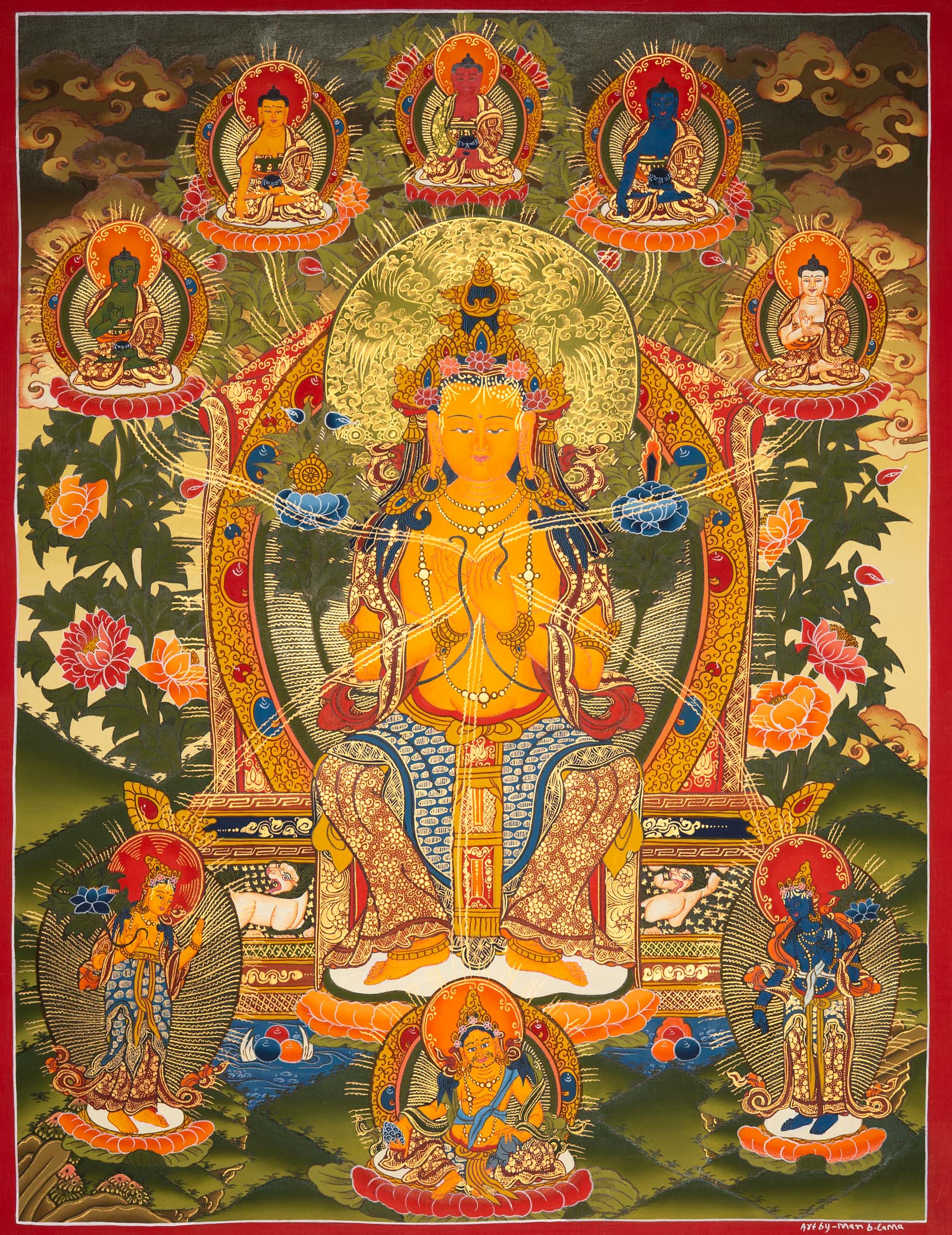 Maitreya Buddha Thangka - Sacred Painting