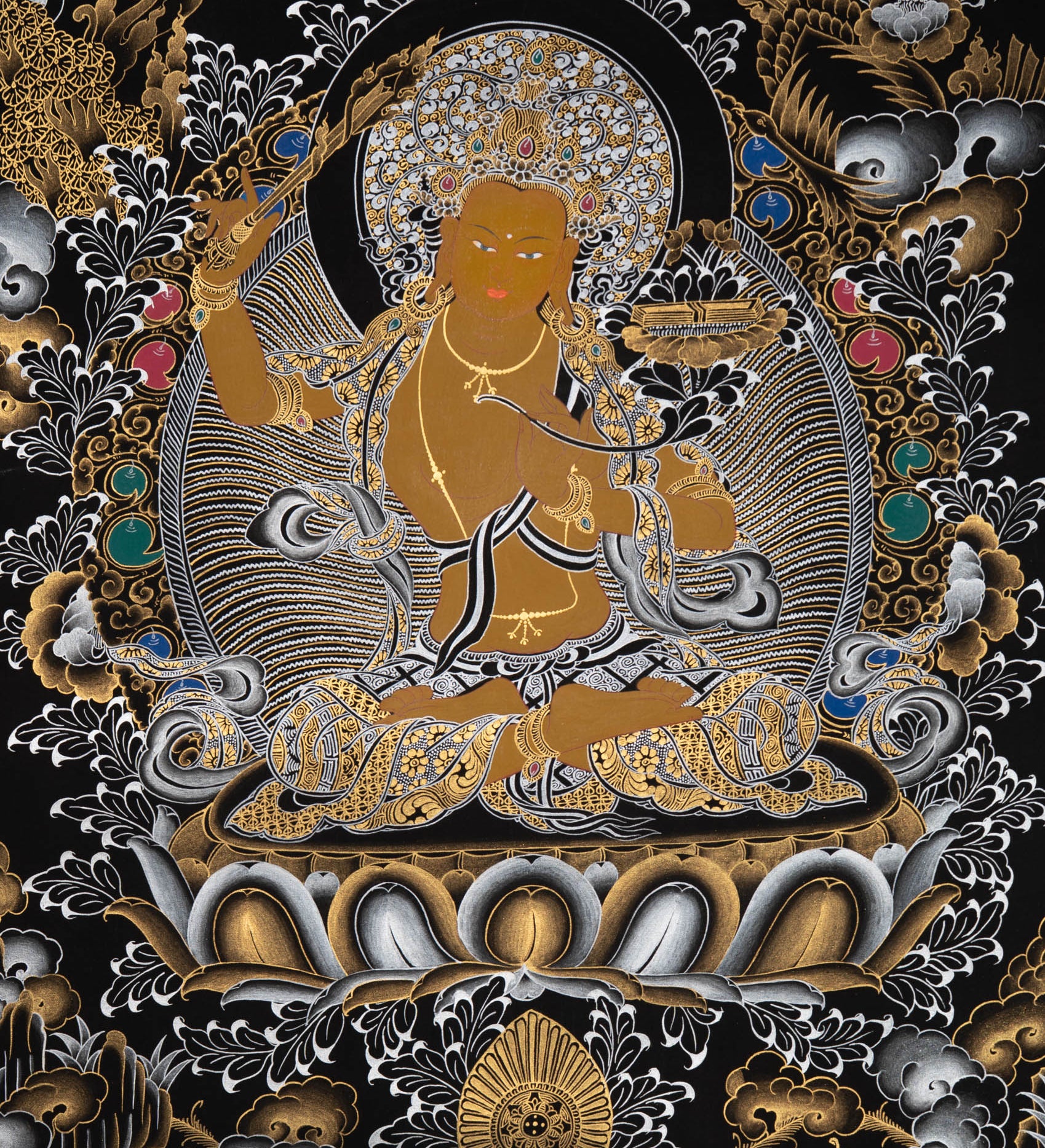 Manjushri Thangka - Handpainted Art