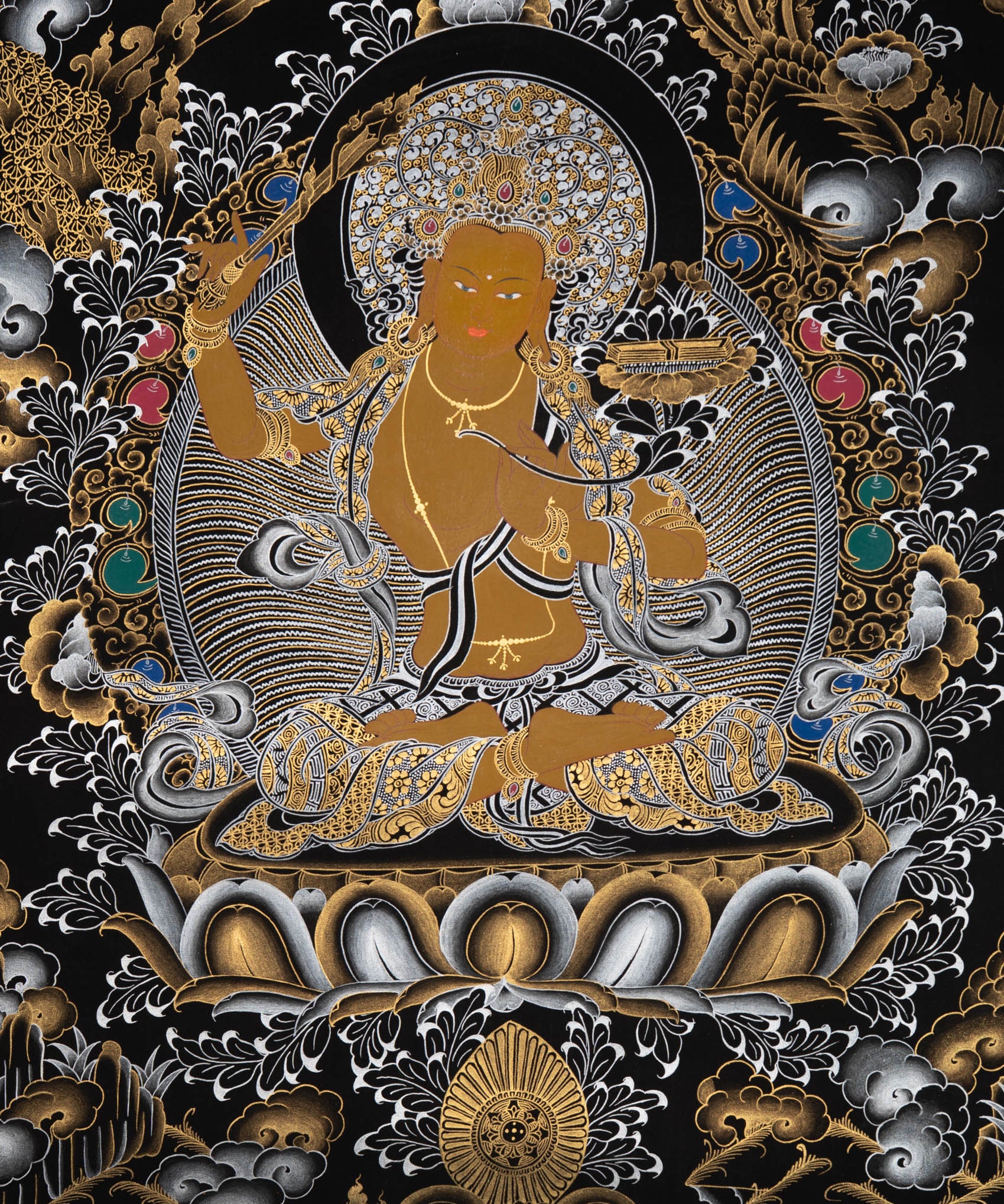 Manjushri Thangka - Handpainted Art