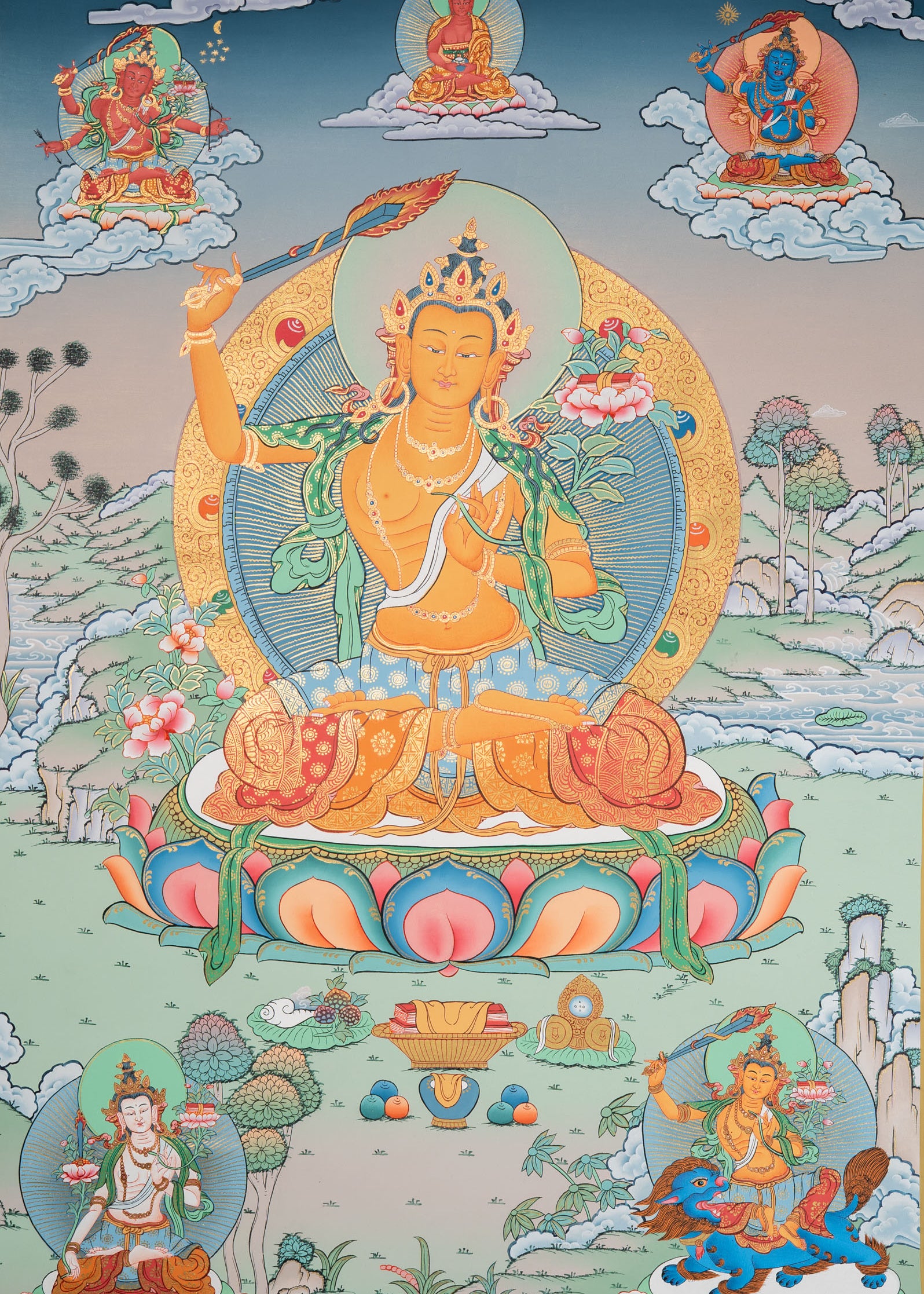 Manjushri Thangka - Tibetan Painting 
