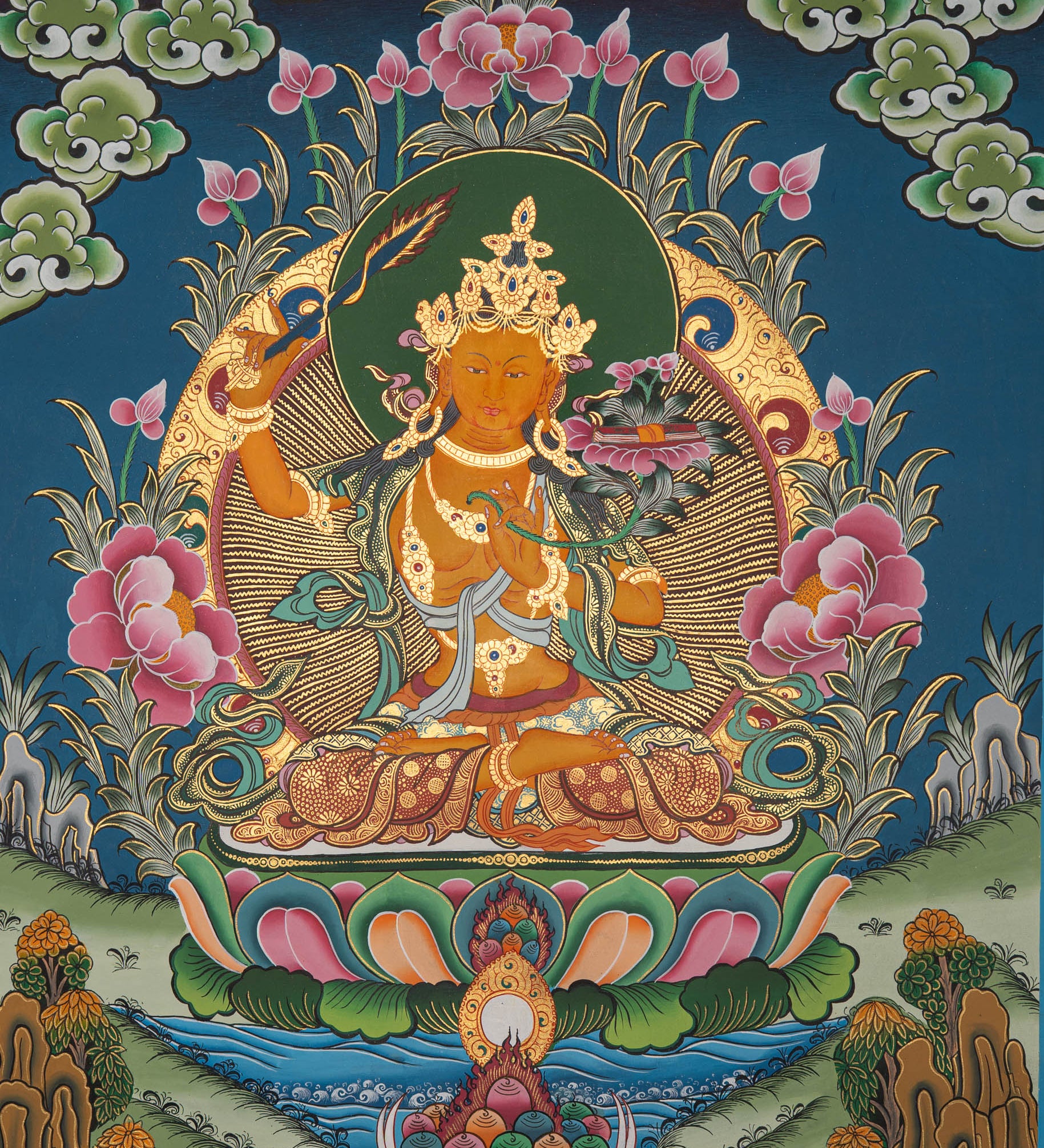 Manjushri Tibetan Thangka Painting