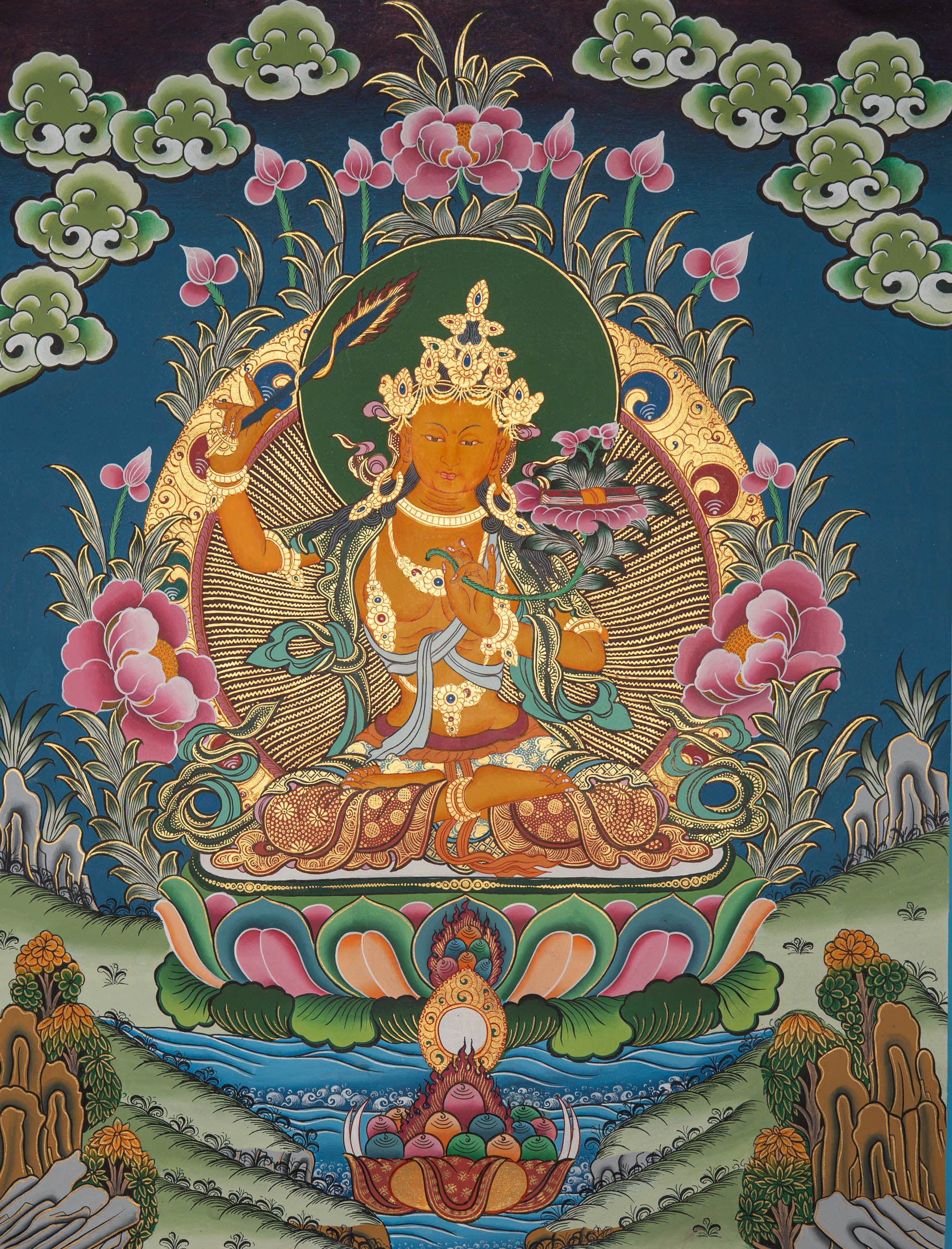 Manjushri Tibetan Thangka Painting