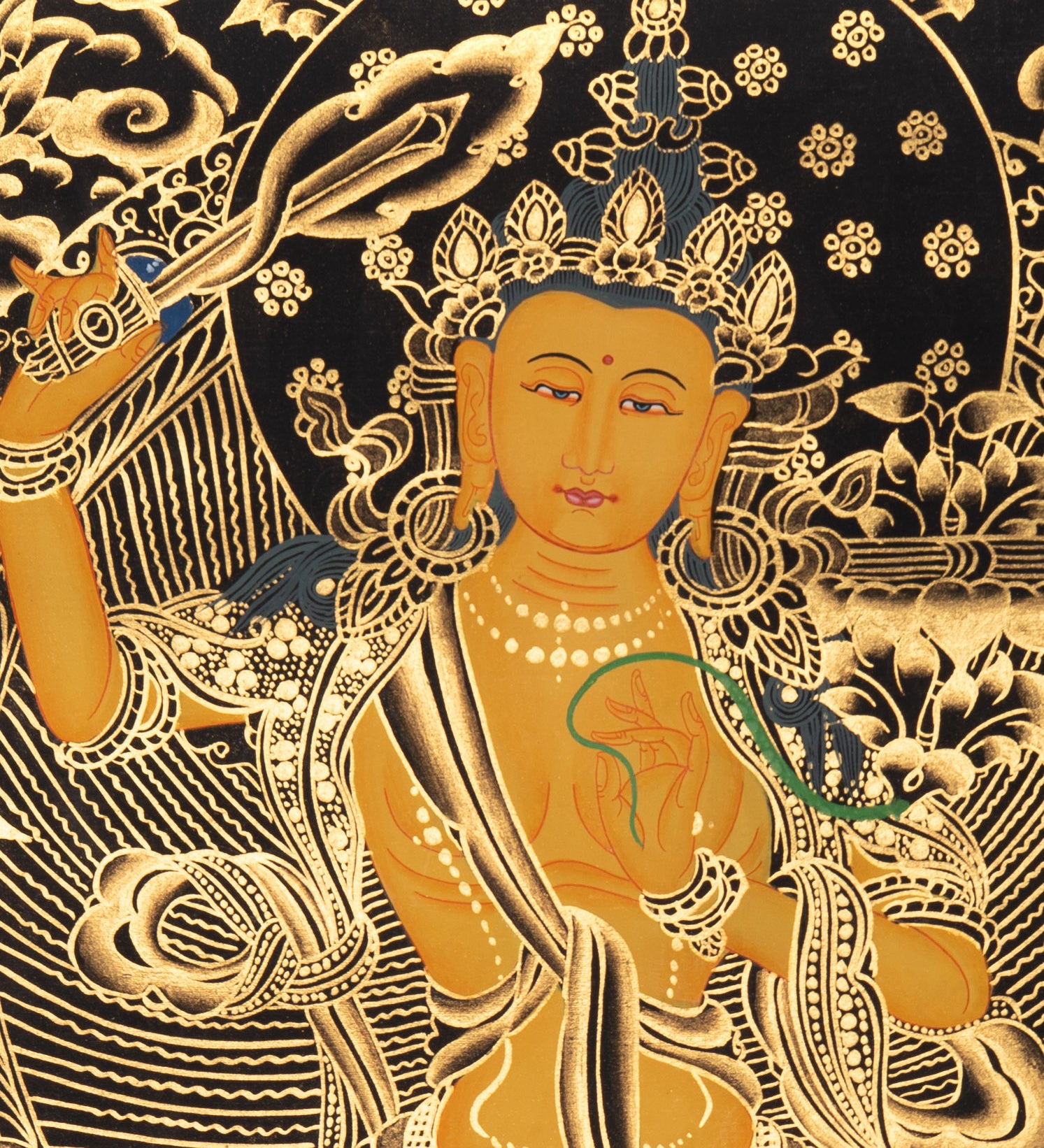 Manjushri Thangka - Sacred Tibetan Painting 