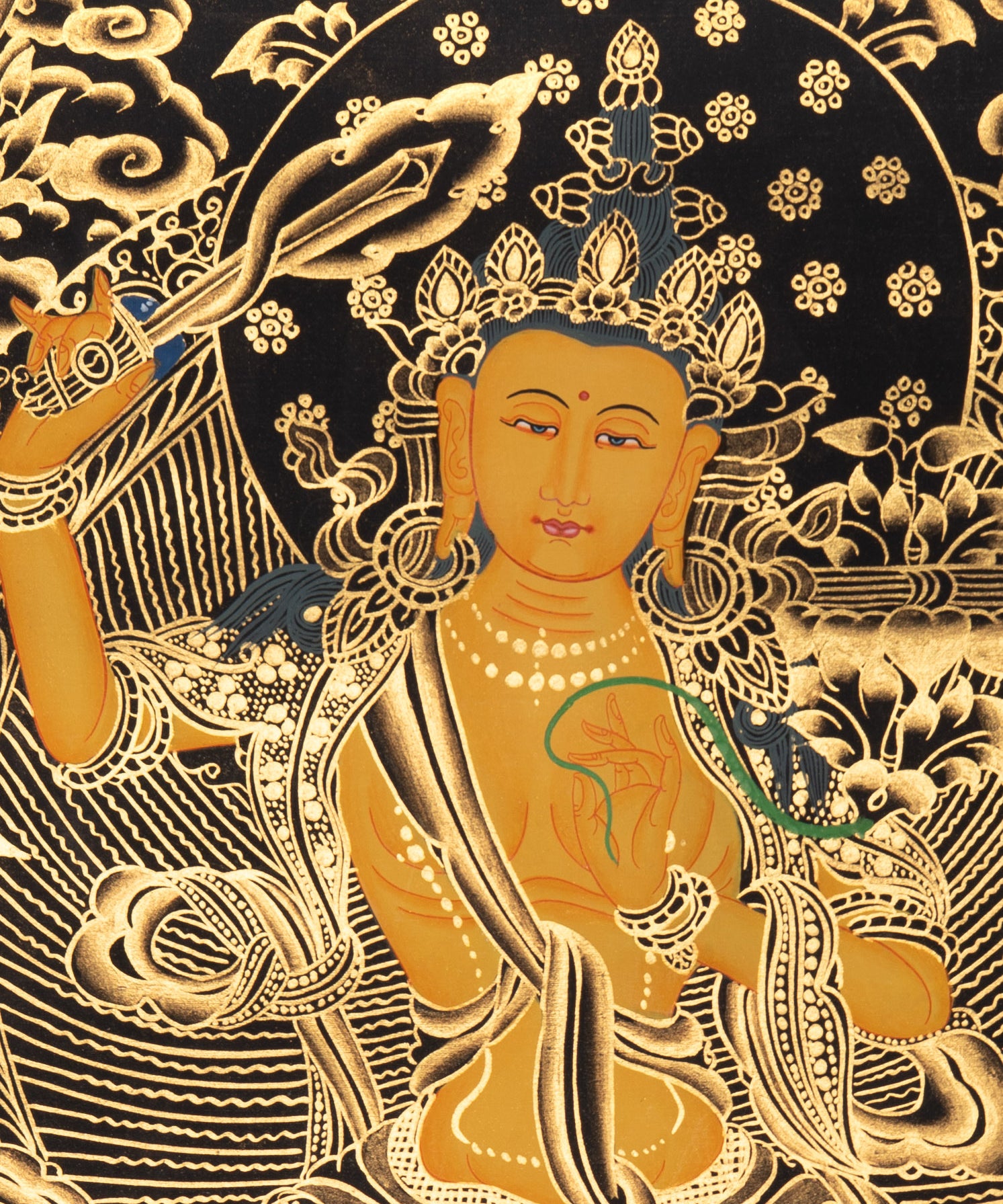 Manjushri Thangka - Sacred Tibetan Painting 