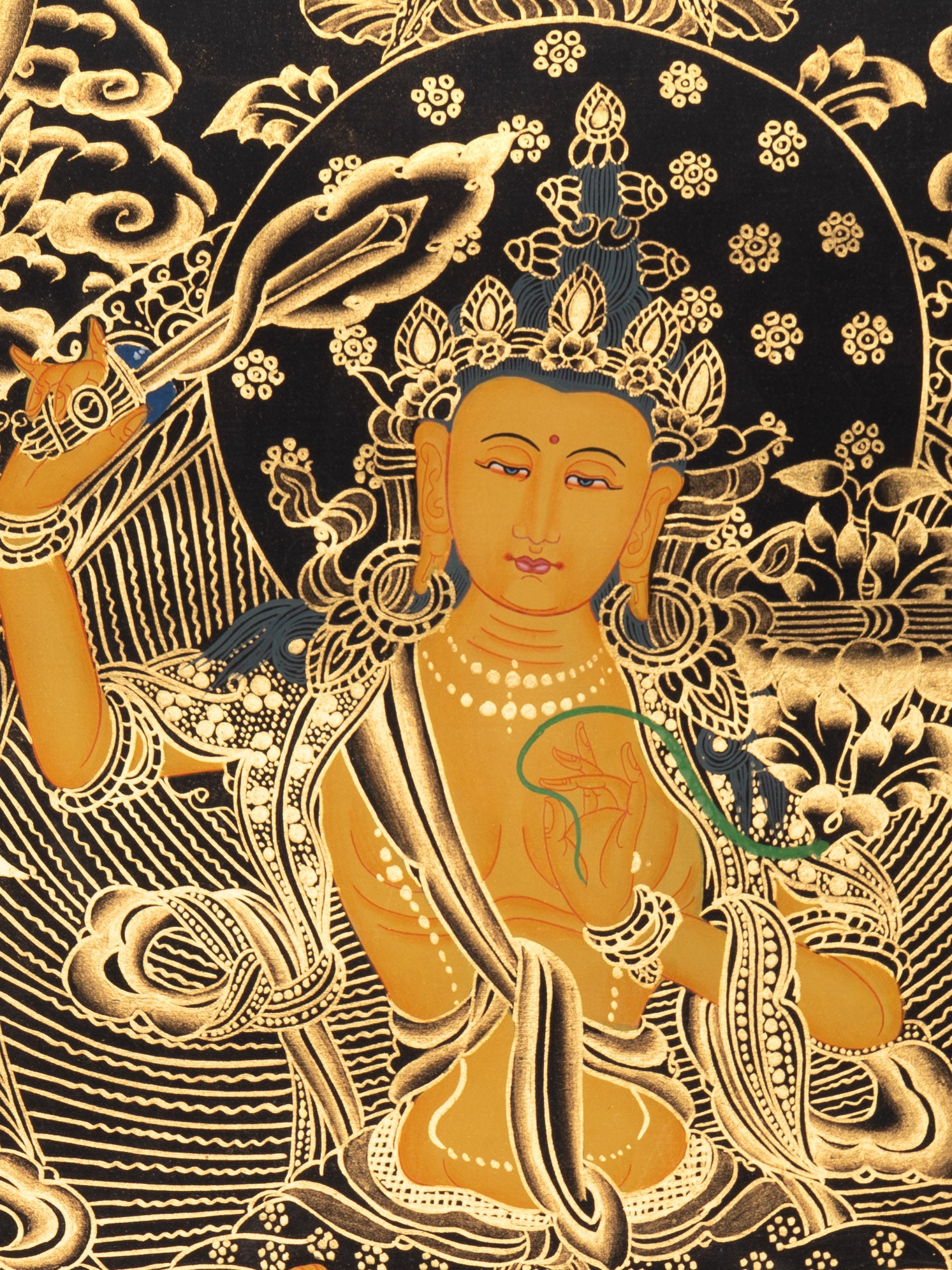 Manjushri Thangka - Sacred Tibetan Painting 