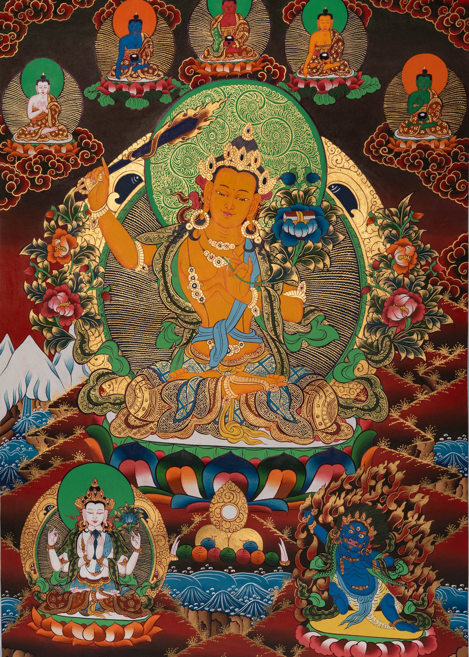 Manjushri Thangka Painting - Sacred Painting