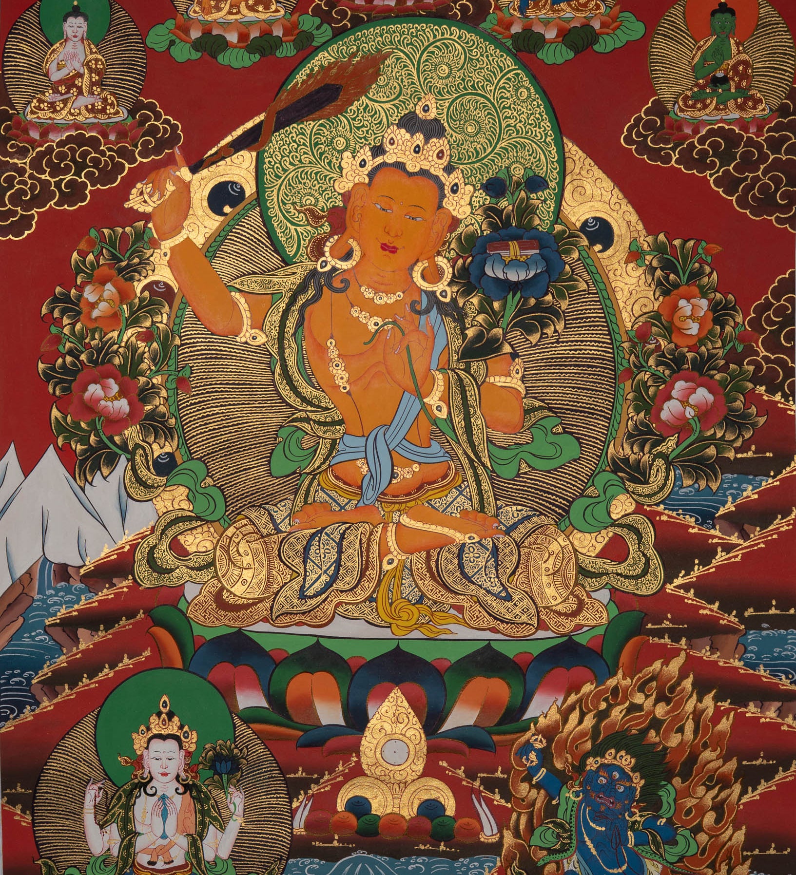 Manjushri Thangka - Sacred Painting