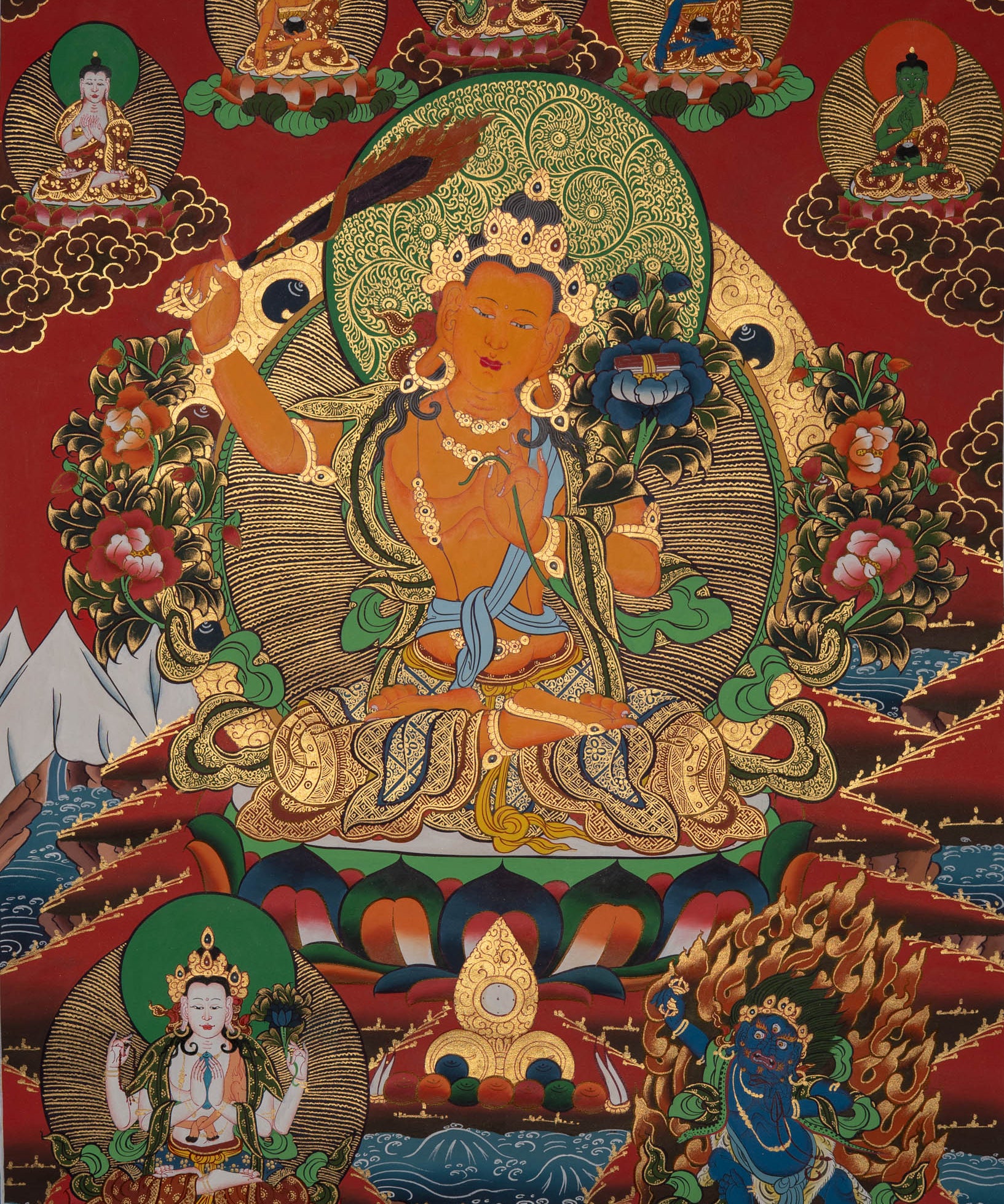 Manjushri Thangka - Sacred Painting