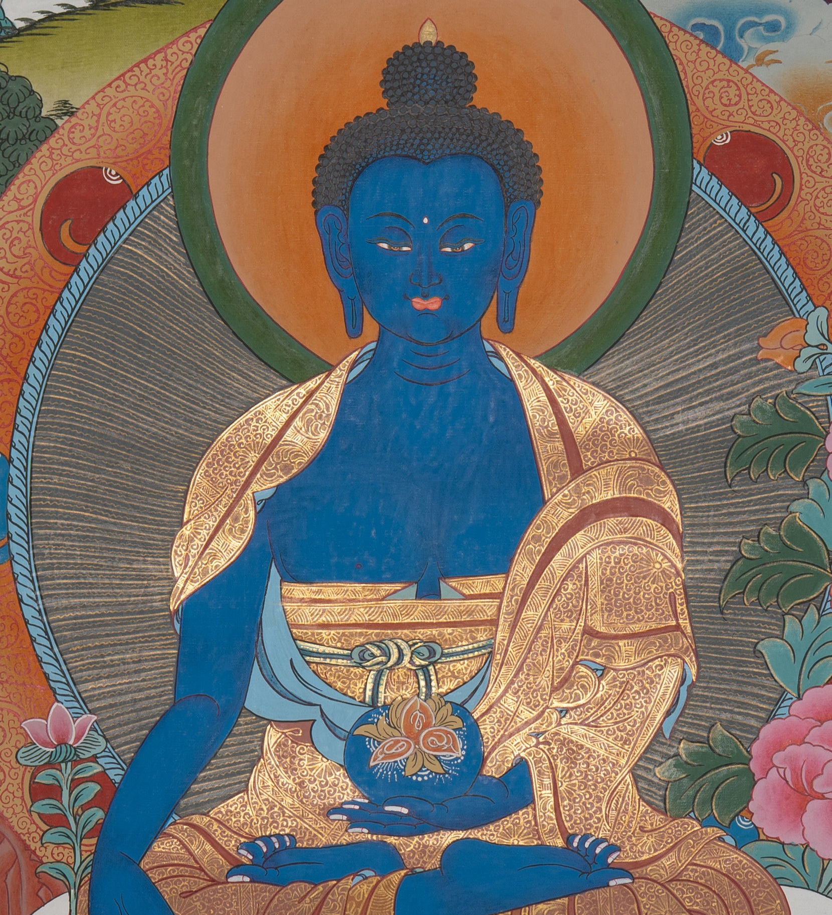 Medicine Buddha Thangka - Spiritual Art