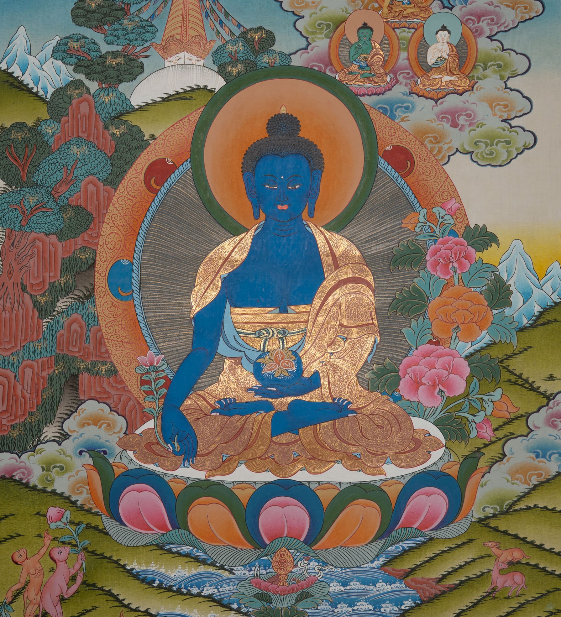 Medicine Buddha Thangka - Spiritual Art