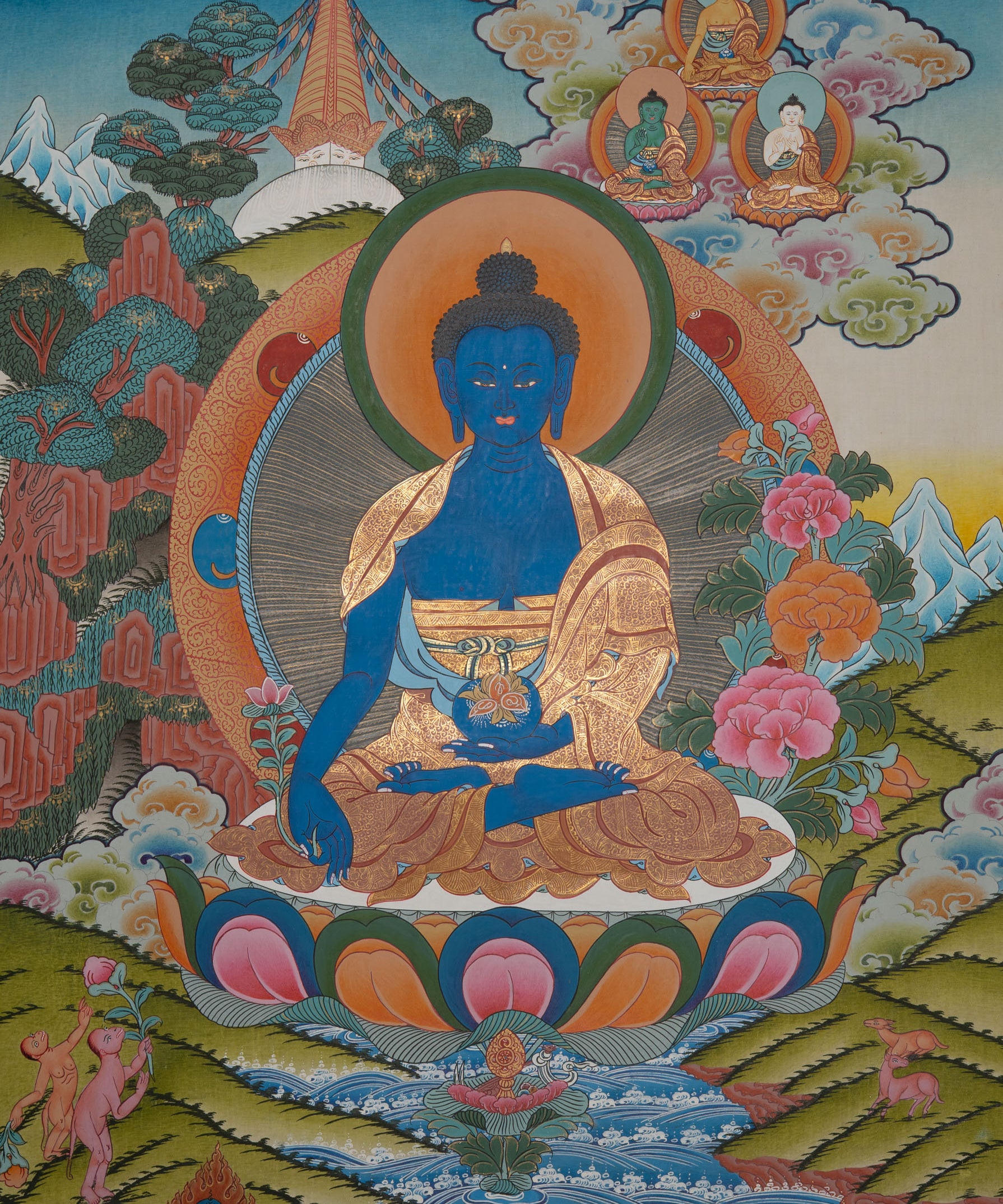 Medicine Buddha Thangka - Spiritual Art