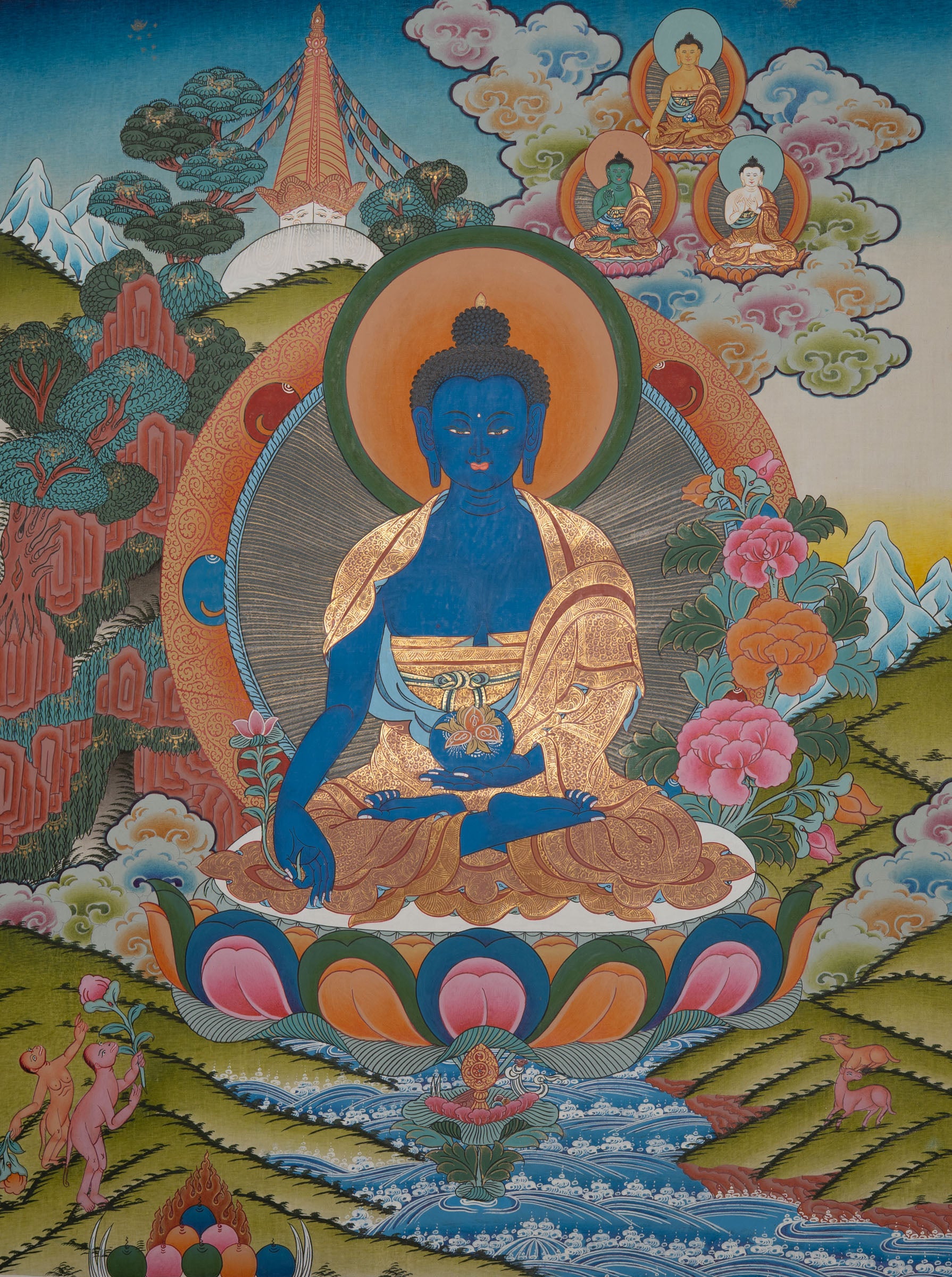 Medicine Buddha Thangka - Spiritual Art