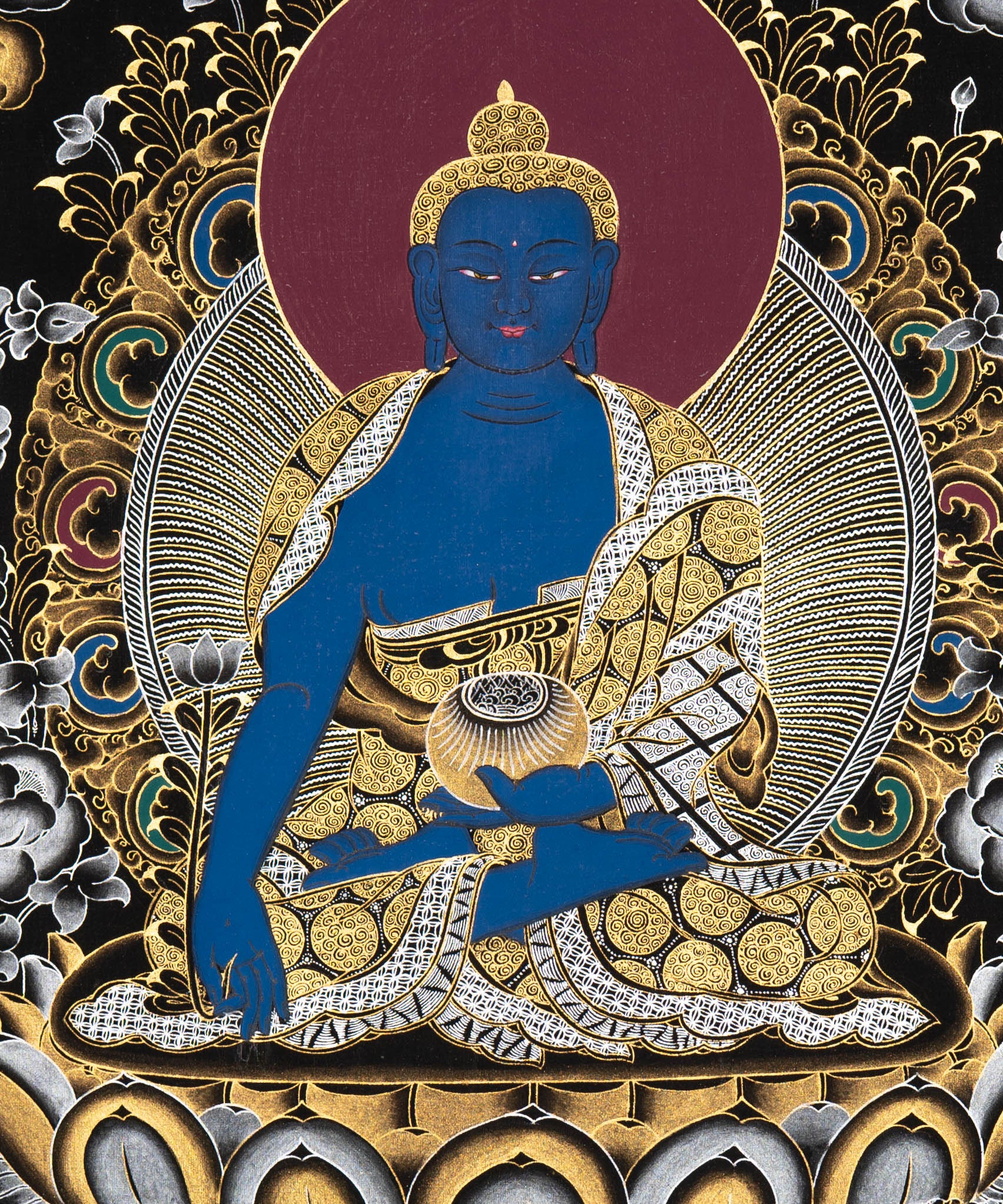 Healing Buddha Thangka Painting - Sacred Painting