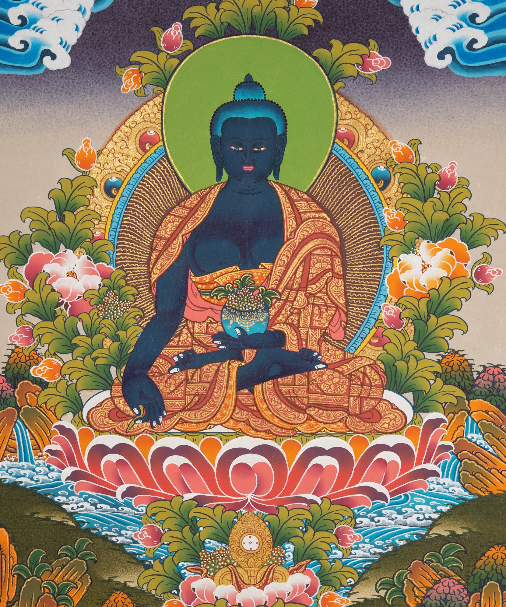 Medicine Buddha Thangka Painting - Sacred Painting