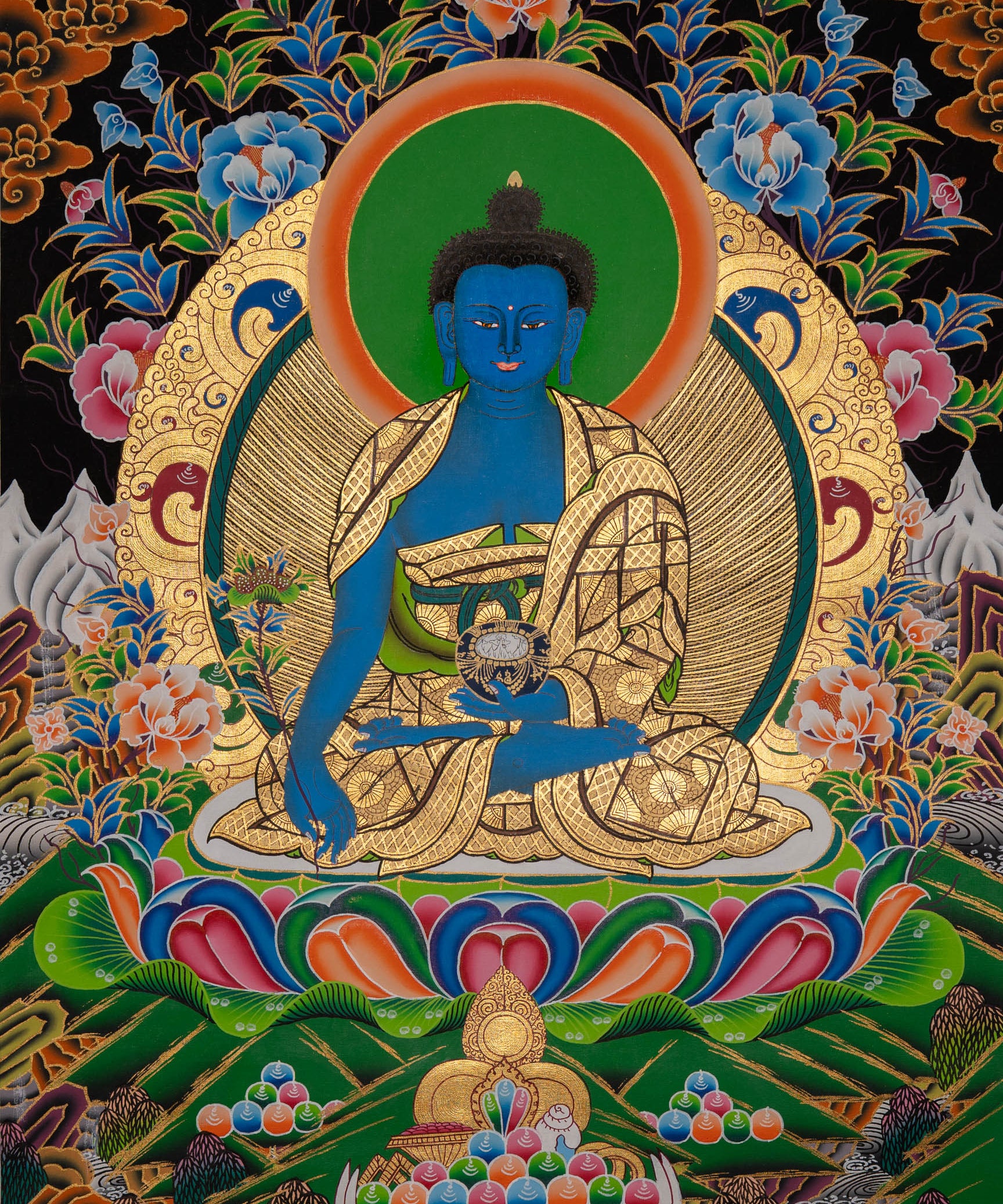 Medicine Buddha Thangka - Sacred Painting