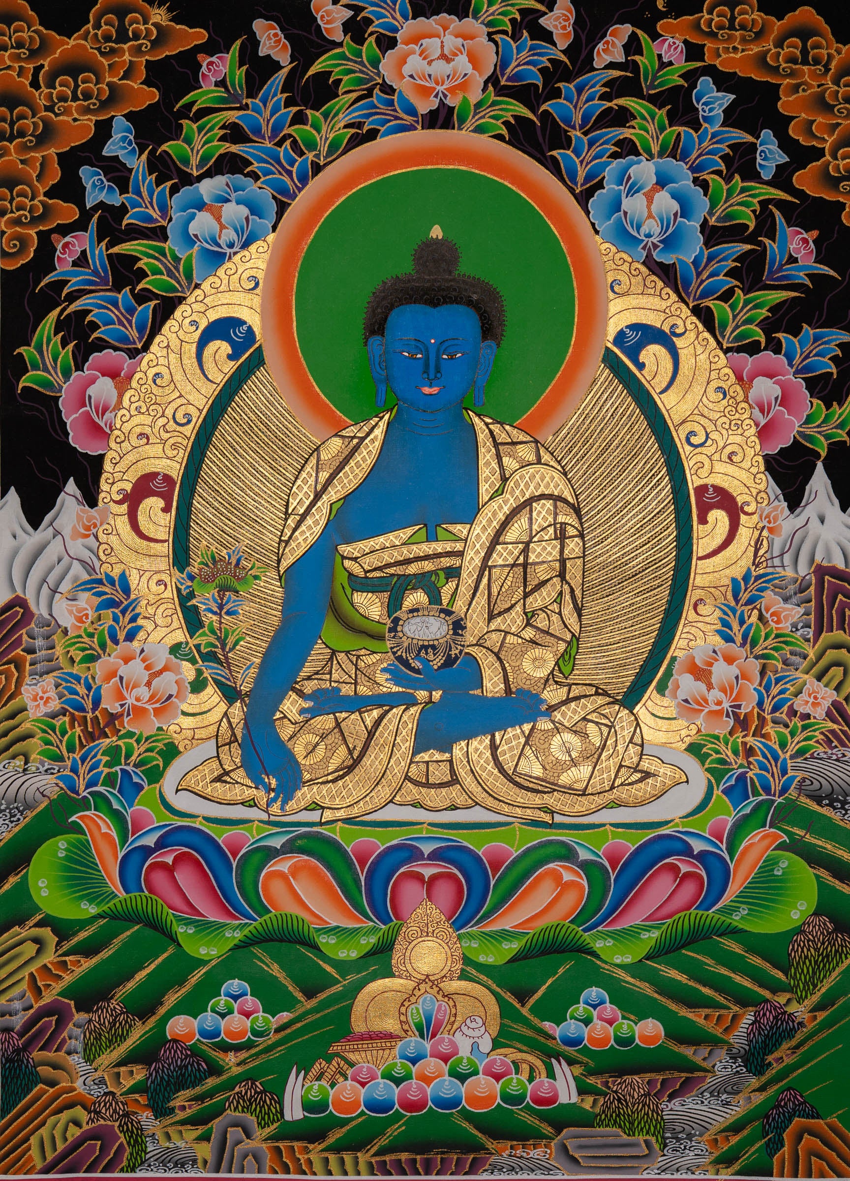 Medicine Buddha Thangka - Sacred Painting