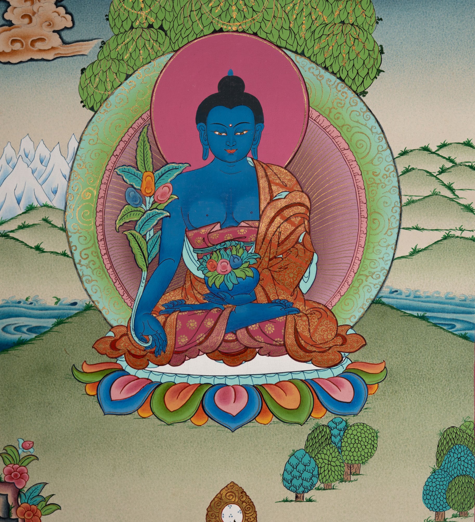 Medicine Buddha Thangka - Tibetan Art