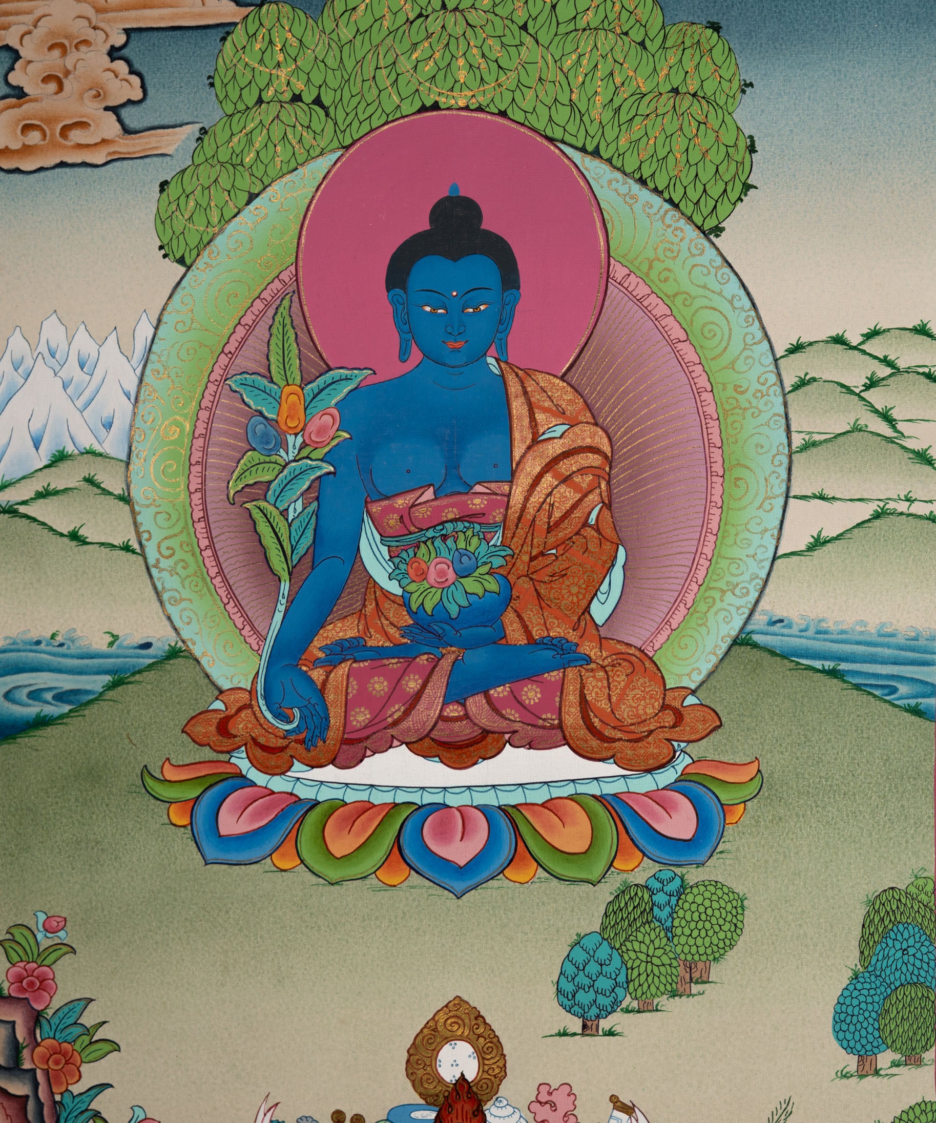 Medicine Buddha Thangka - Tibetan Art