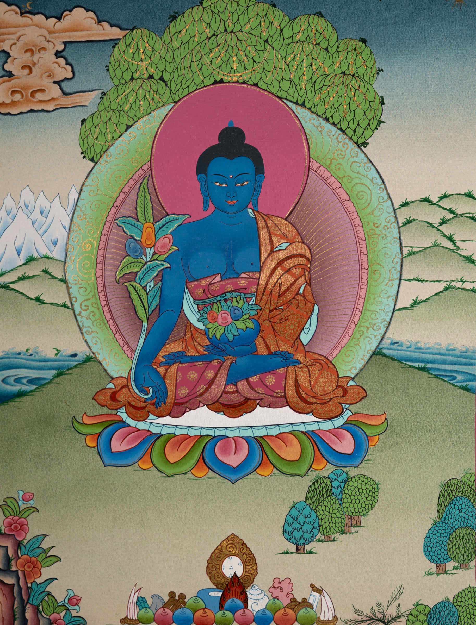 Medicine Buddha Thangka - Tibetan Art
