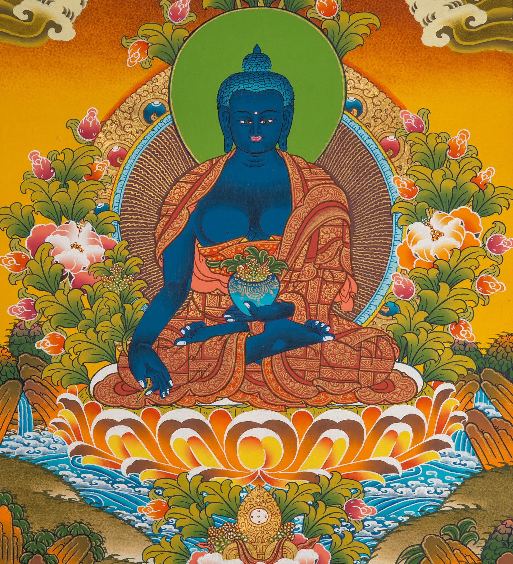 Bhaisajyaguru Thangka Painting - Tibetan Art