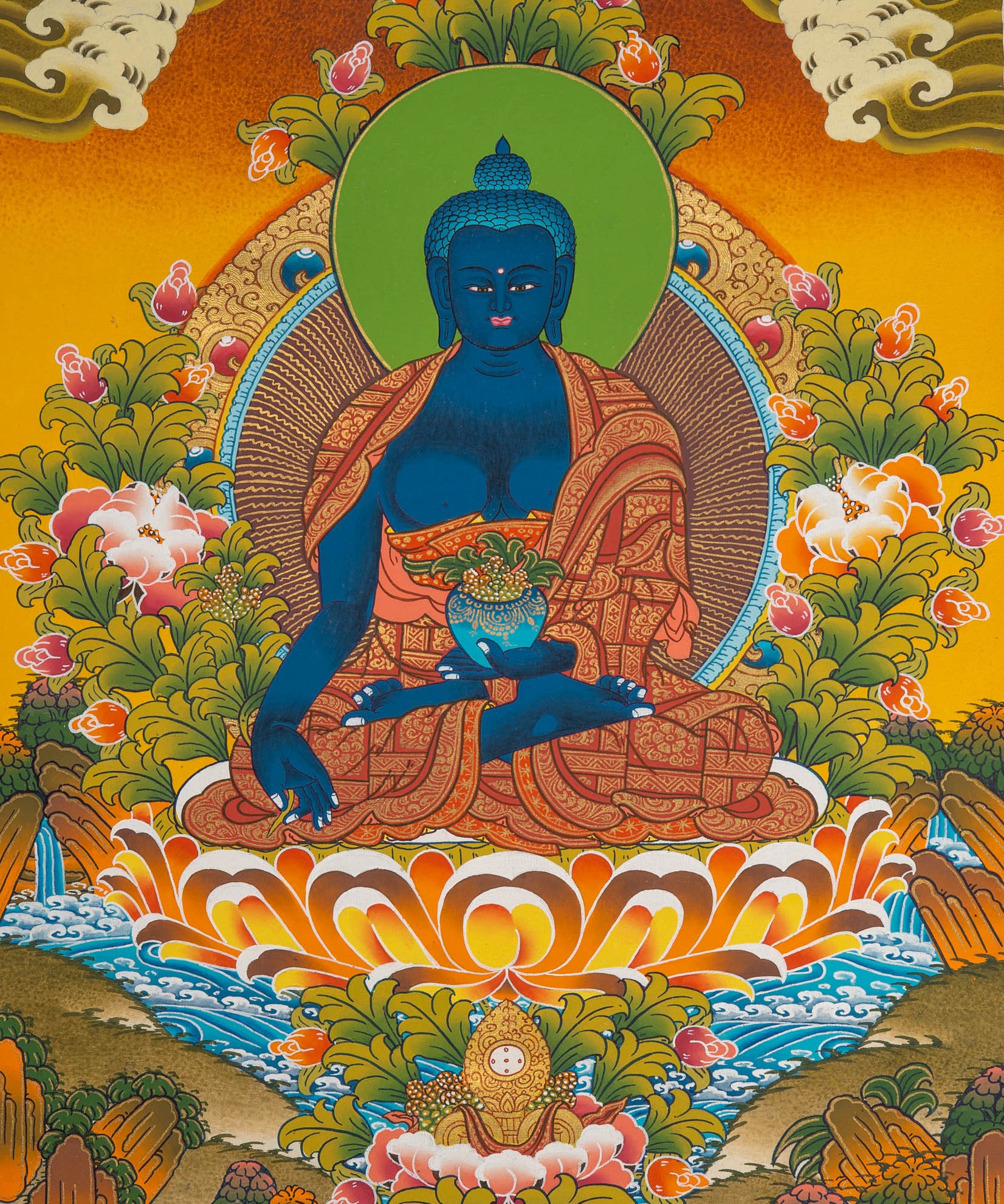 Bhaisajyaguru Thangka Painting - Tibetan Art