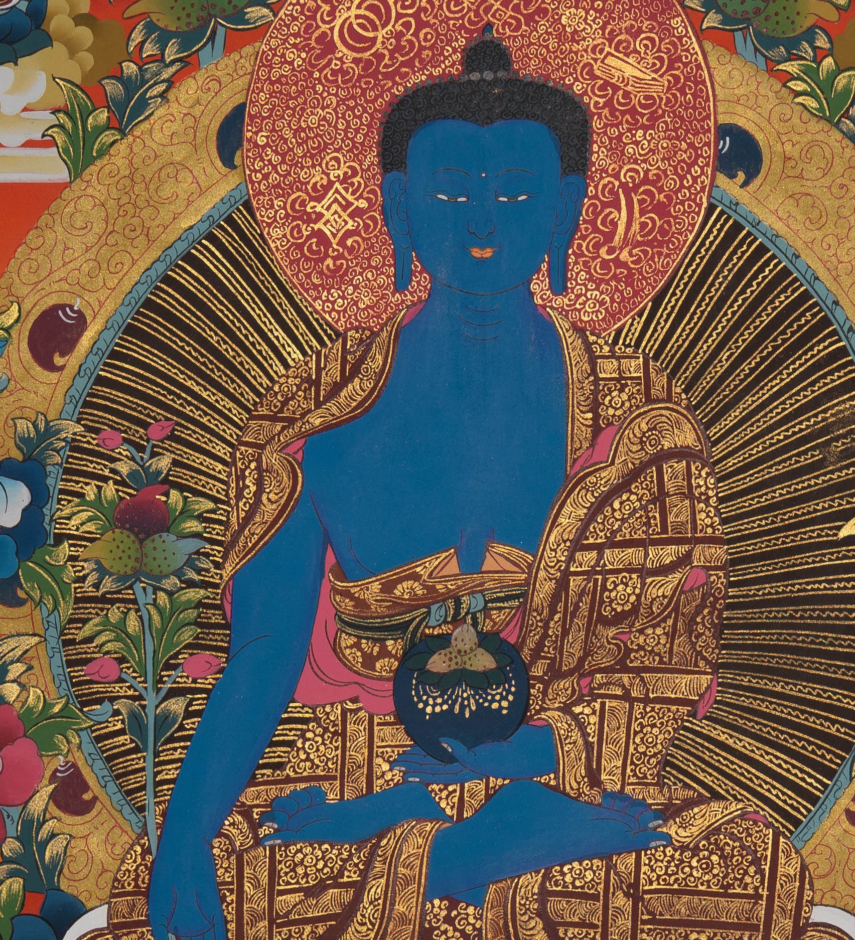Handpainted Medicine Buddha - Sacred Tibetan Thangka