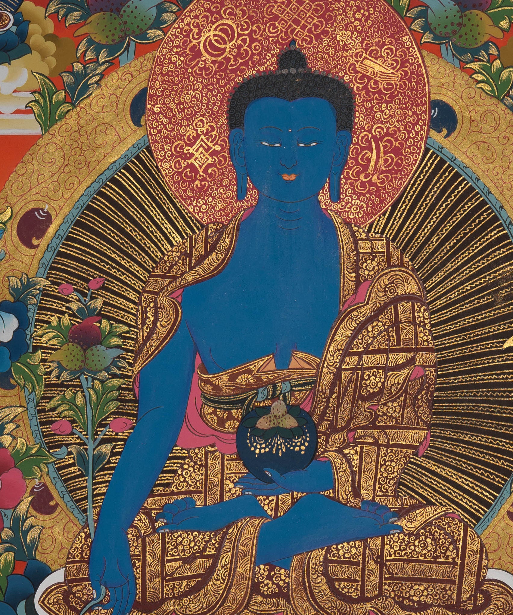 Handpainted Medicine Buddha - Sacred Tibetan Thangka