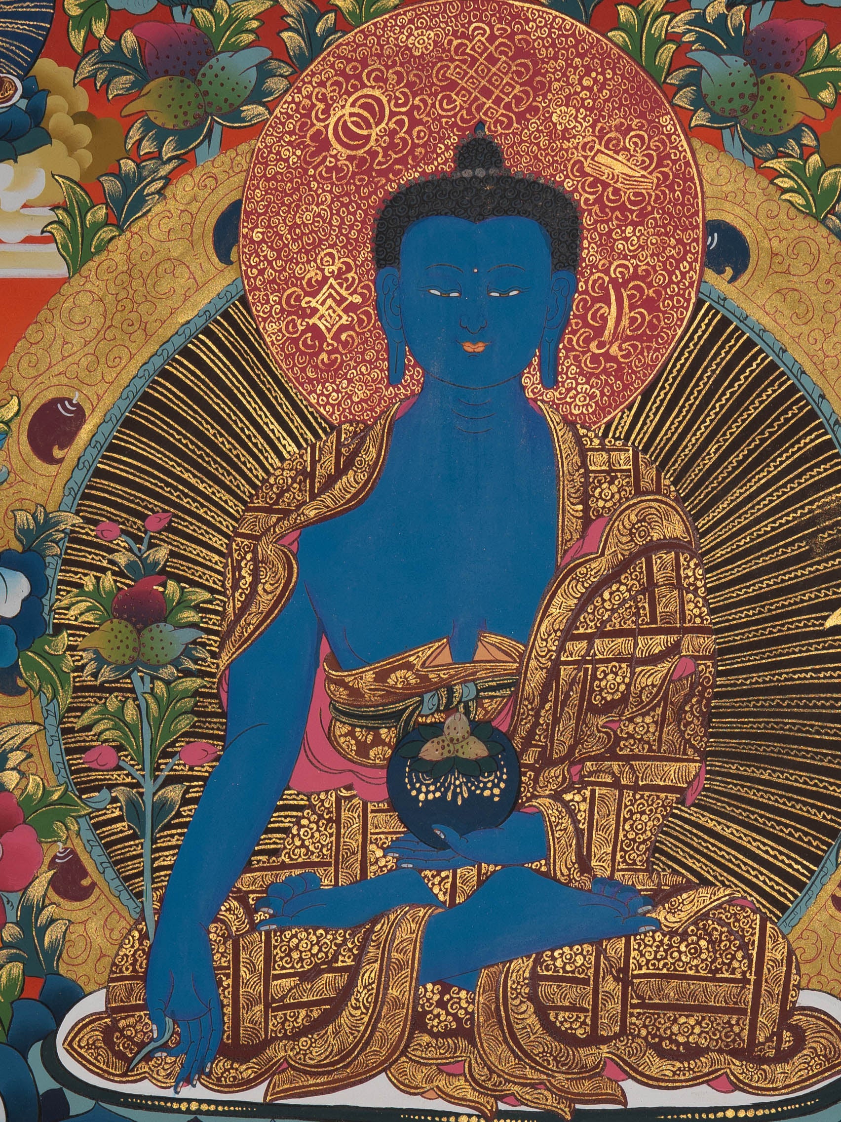 Handpainted Medicine Buddha - Sacred Tibetan Thangka