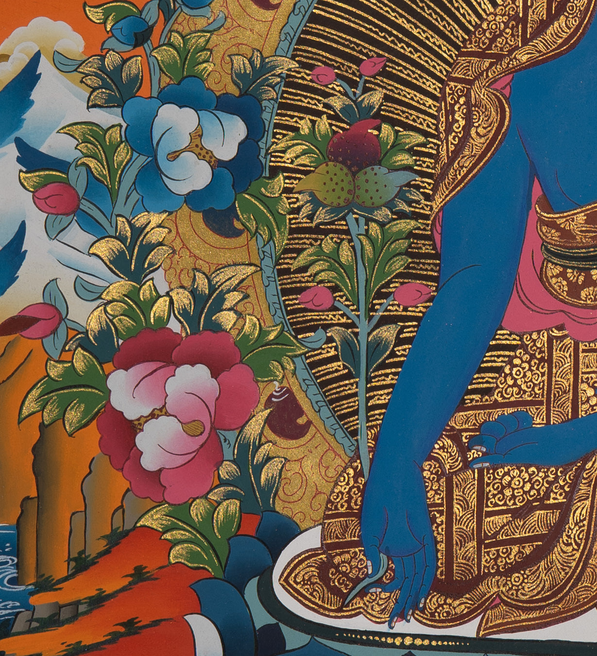 Handpainted Medicine Buddha - Sacred Tibetan Thangka