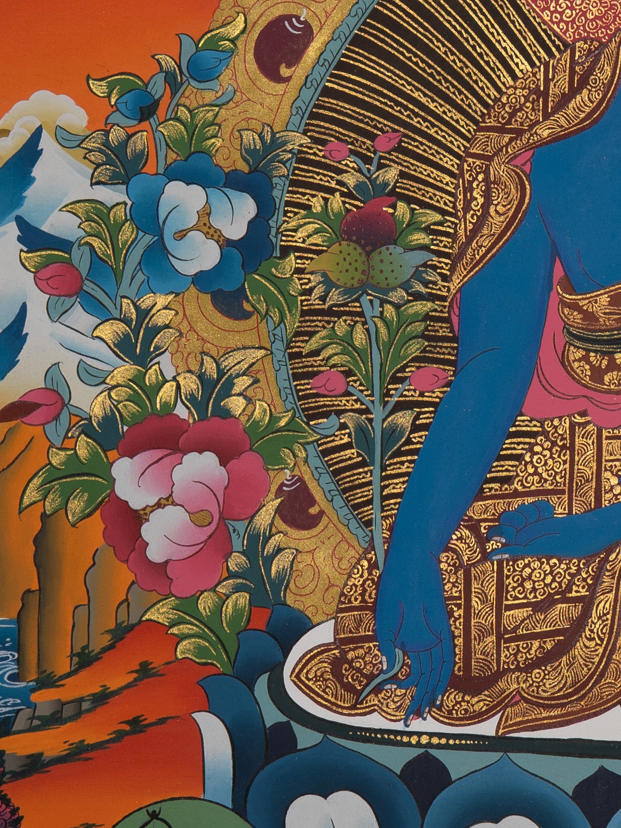 Handpainted Medicine Buddha - Sacred Tibetan Thangka