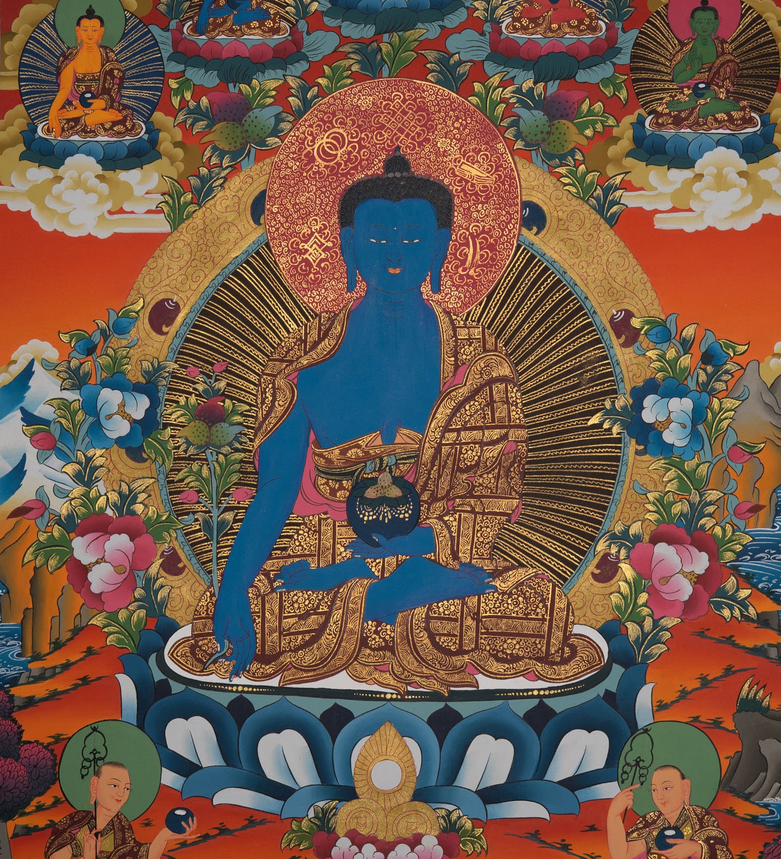 Handpainted Medicine Buddha - Sacred Tibetan Thangka