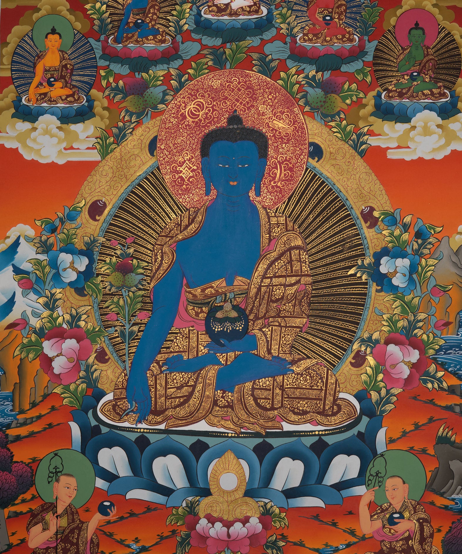 Handpainted Medicine Buddha - Sacred Tibetan Thangka