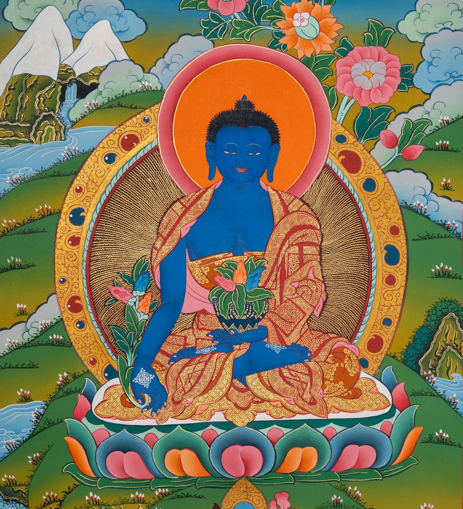 Medicine Buddha Thangka - Sacred Painting