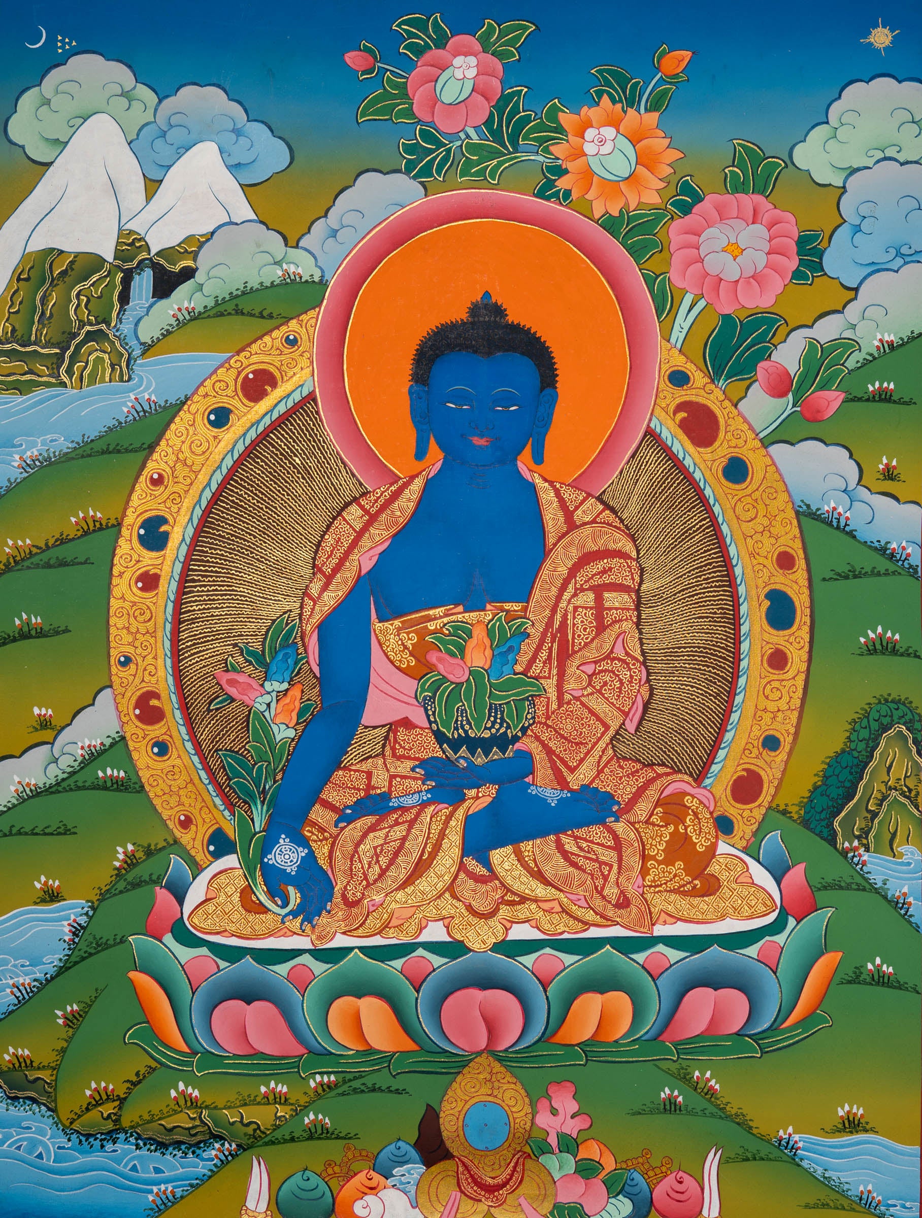 Medicine Buddha Thangka - Sacred Painting