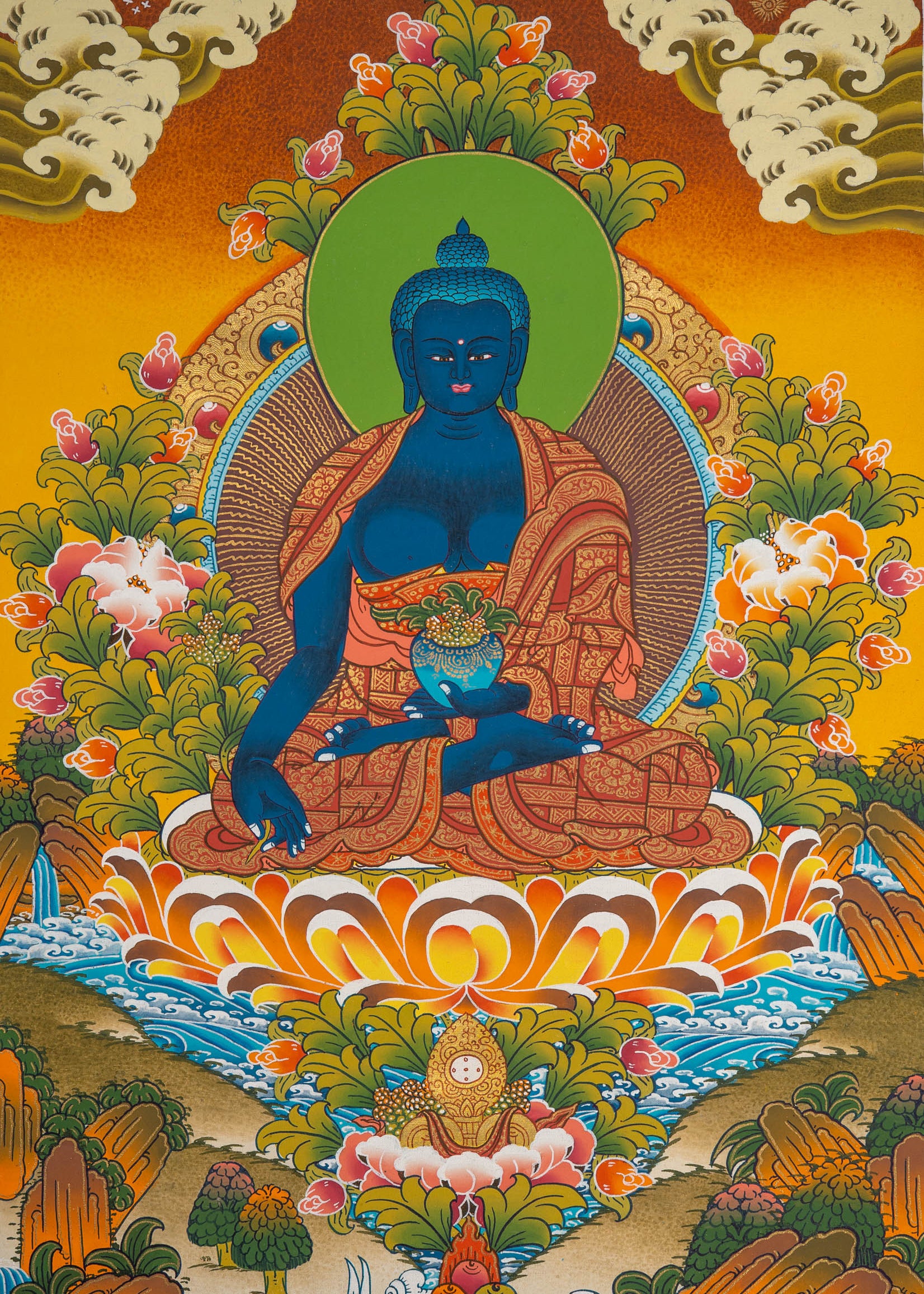 Bhaisajyaguru Thangka Painting - Tibetan Art