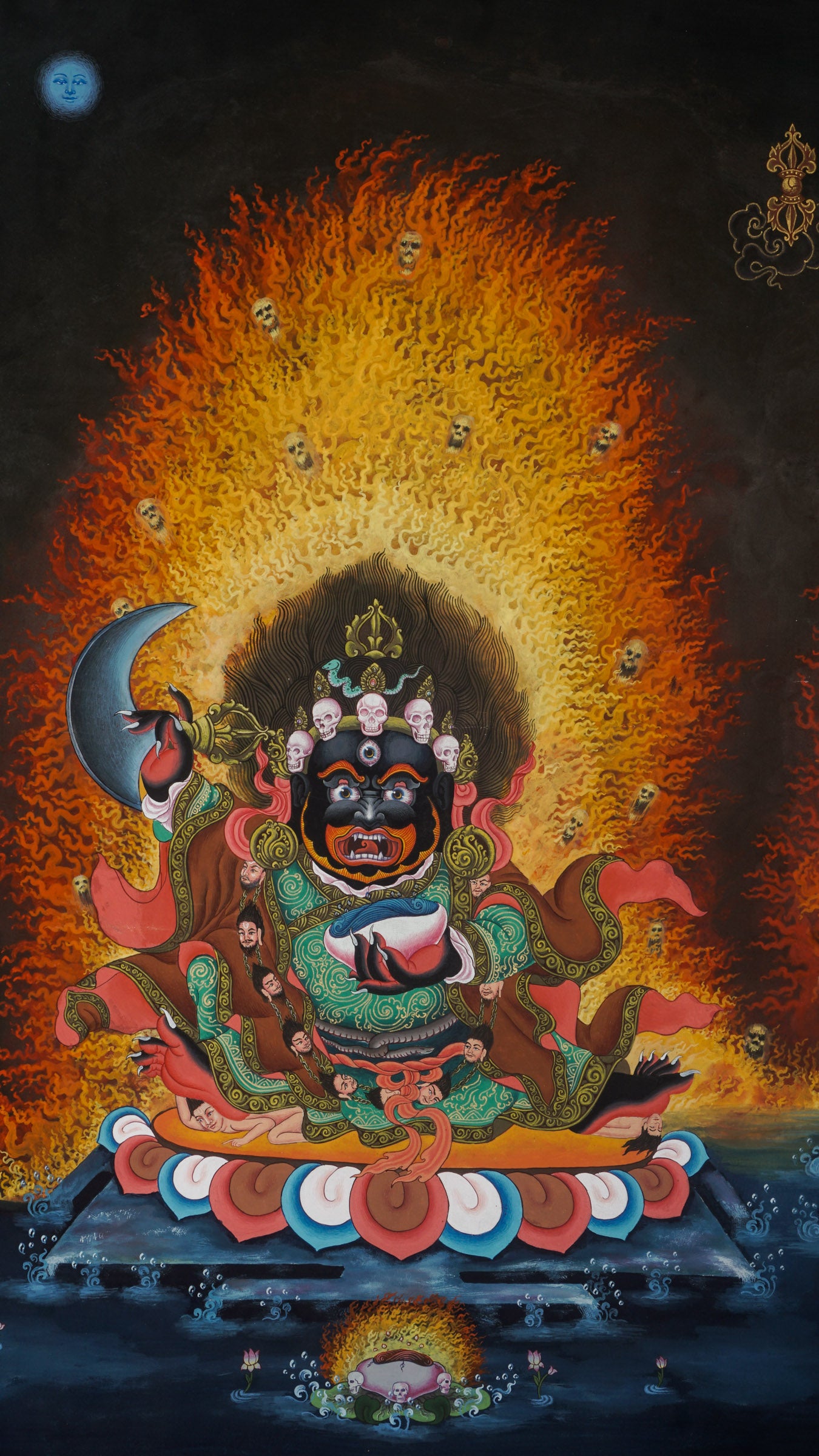 Three Mahakalas Thangka - Hand Painted Newari Art