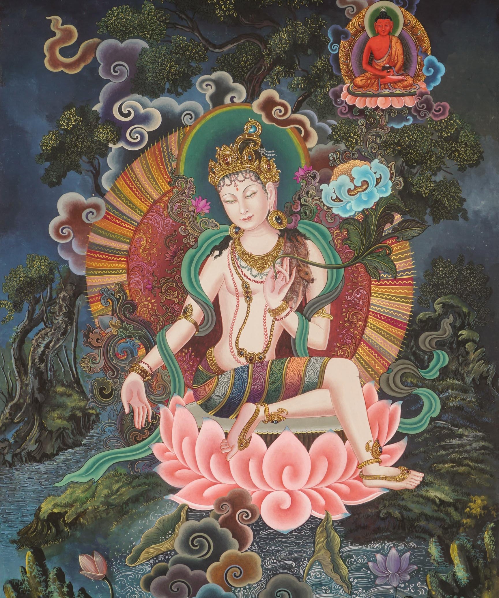 Chenrezig Newari Thangka Painting