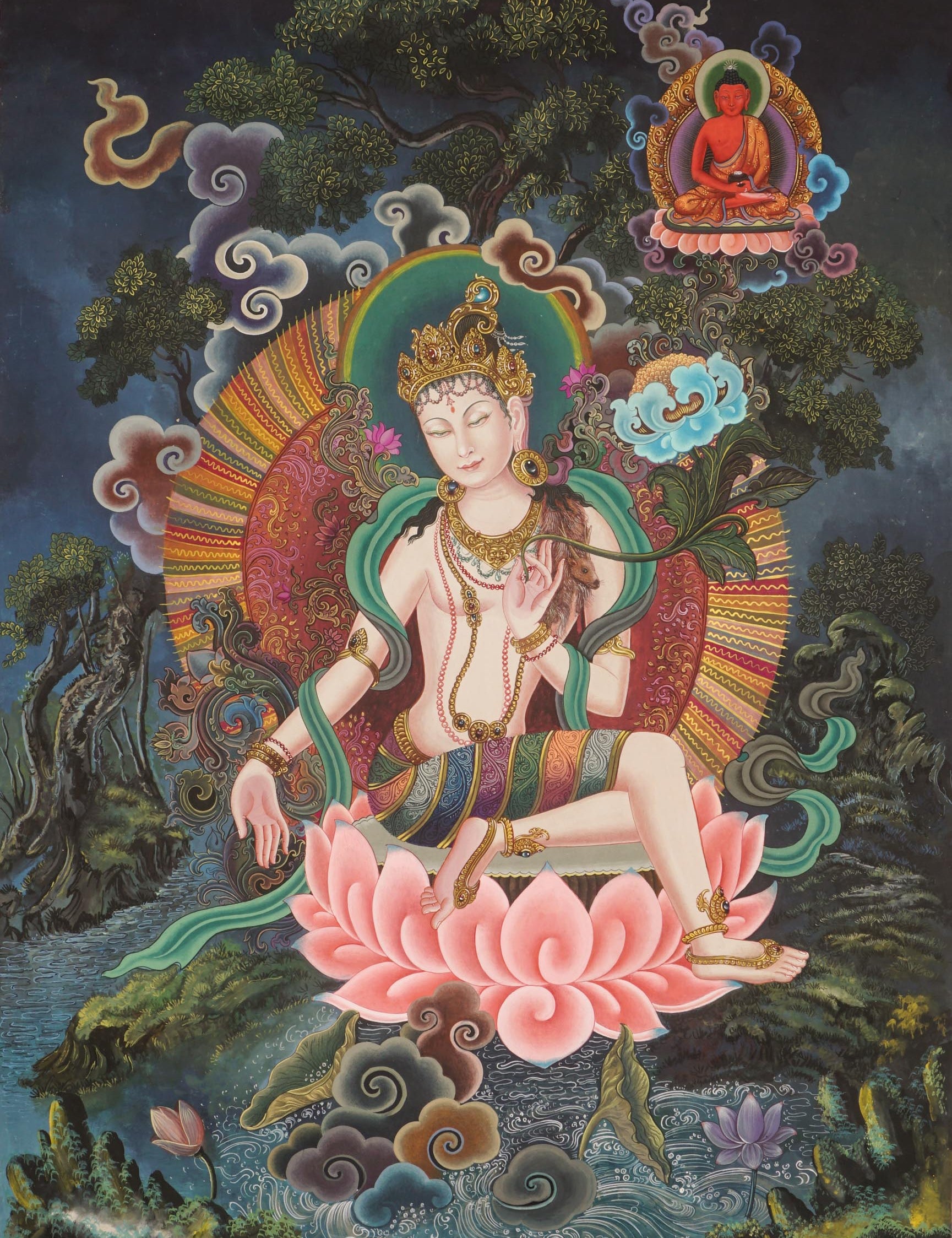 Chenrezig Newari Thangka Painting