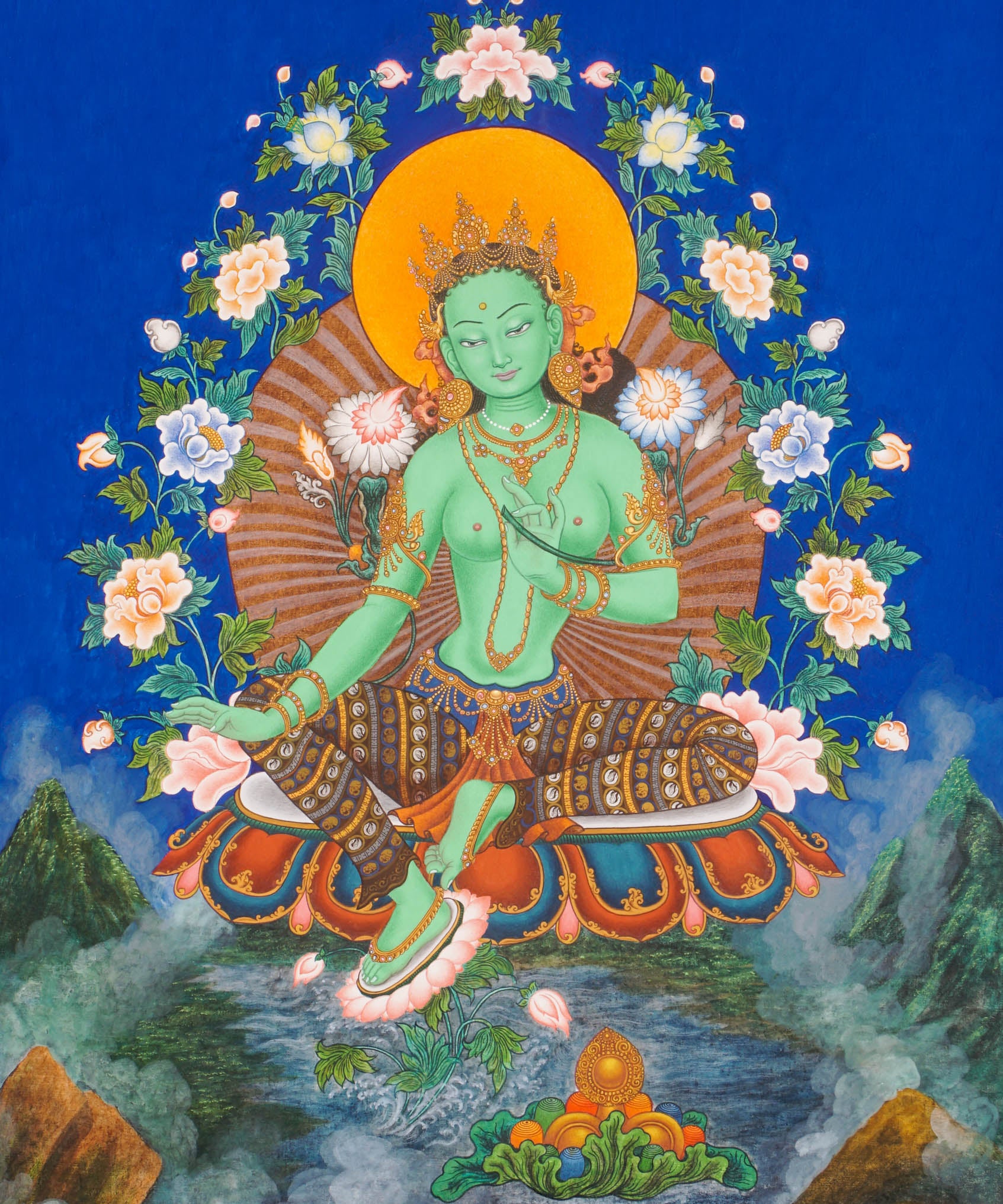Green Tara Thangka Painting