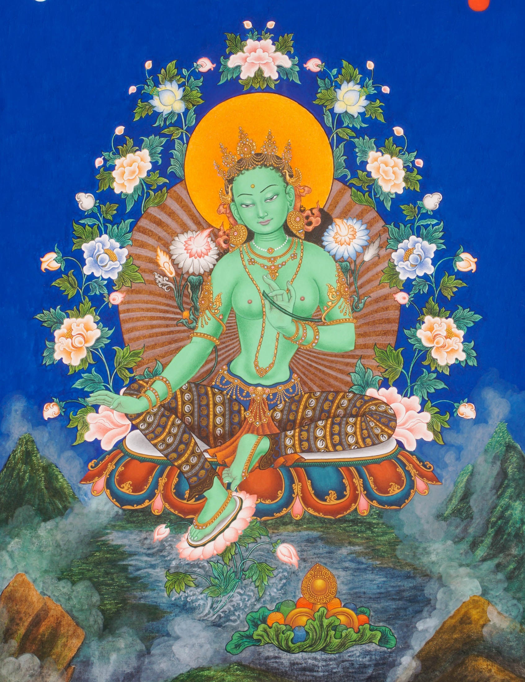 Green Tara Thangka Painting