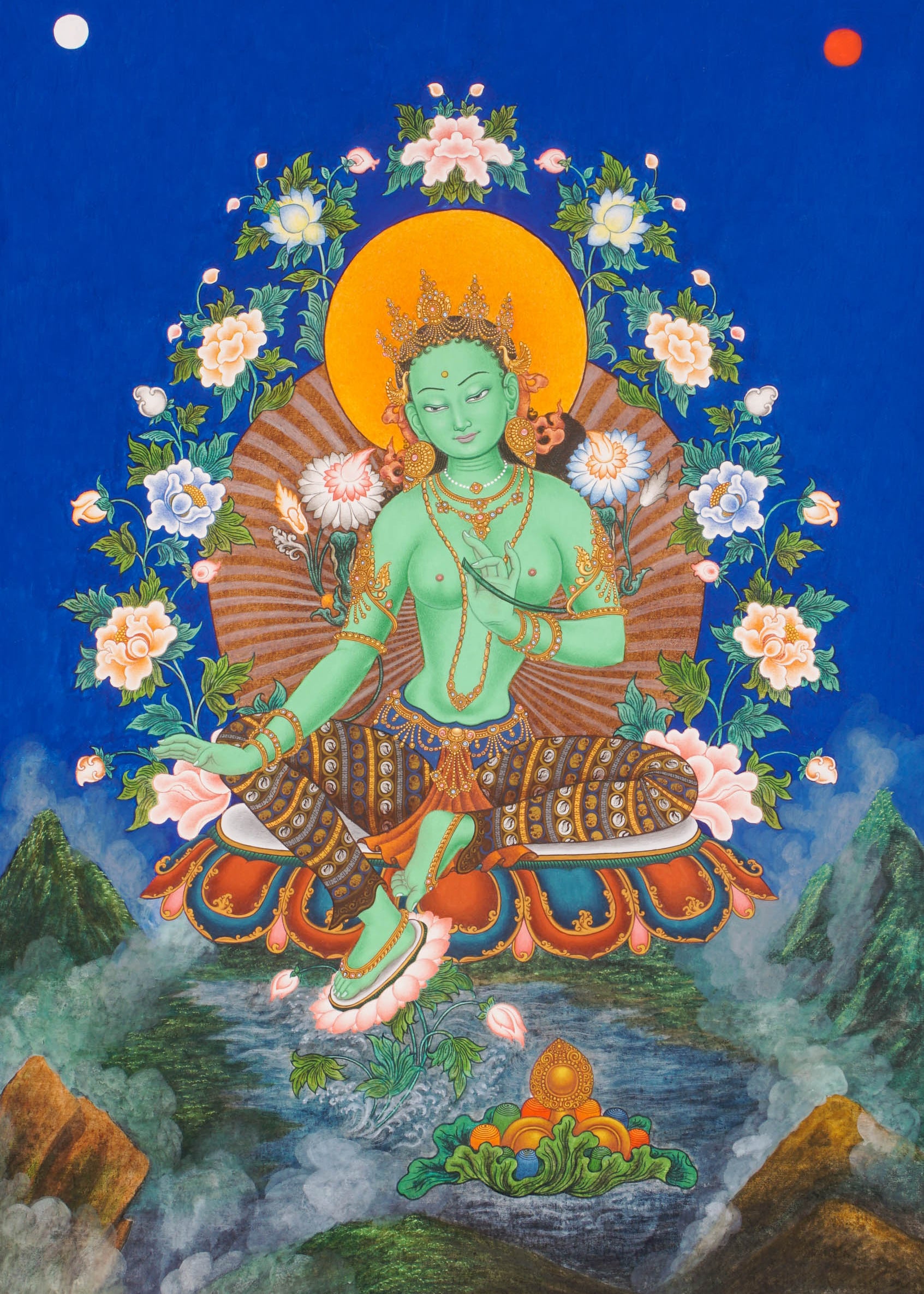 Green Tara Thangka Painting