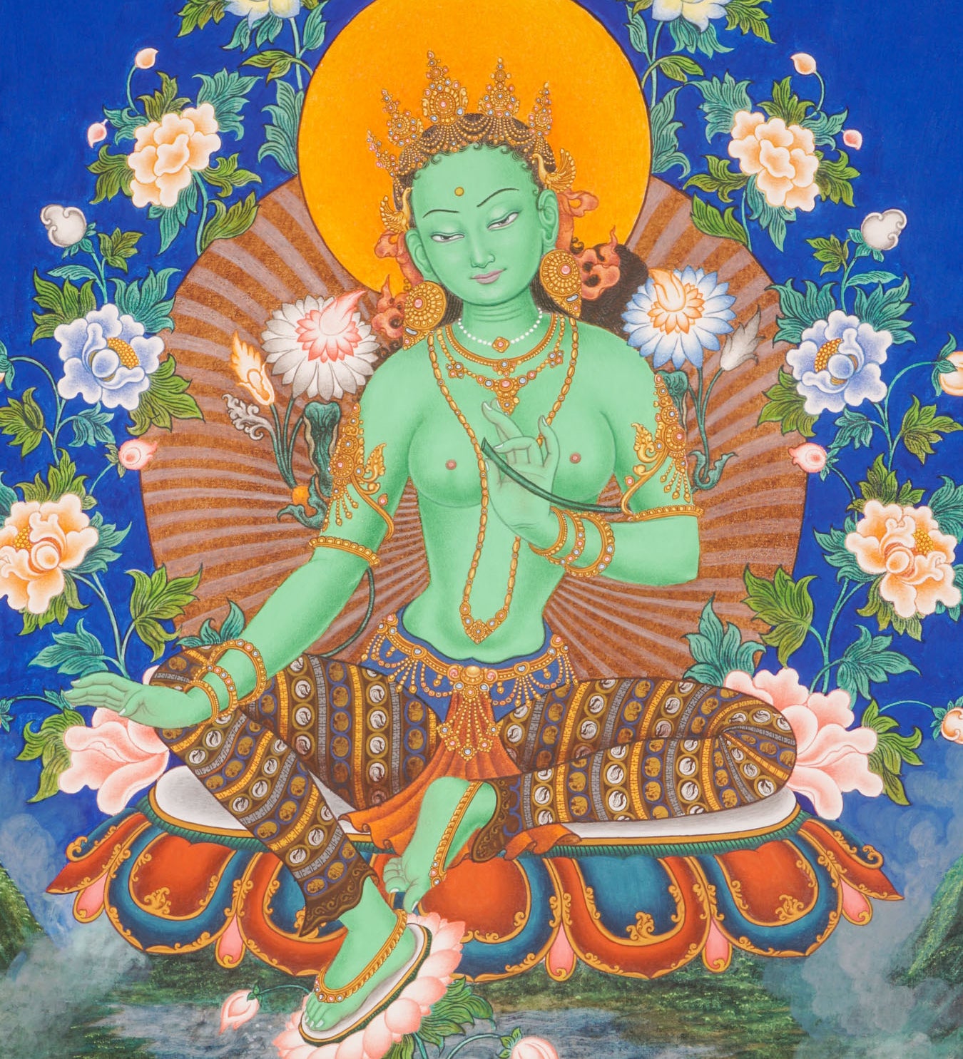 Green Tara Thangka Painting