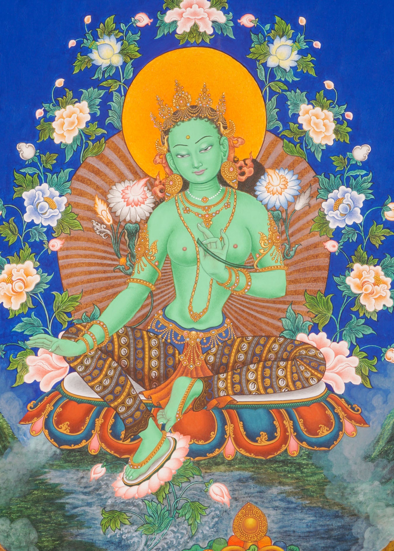 Green Tara Thangka Painting