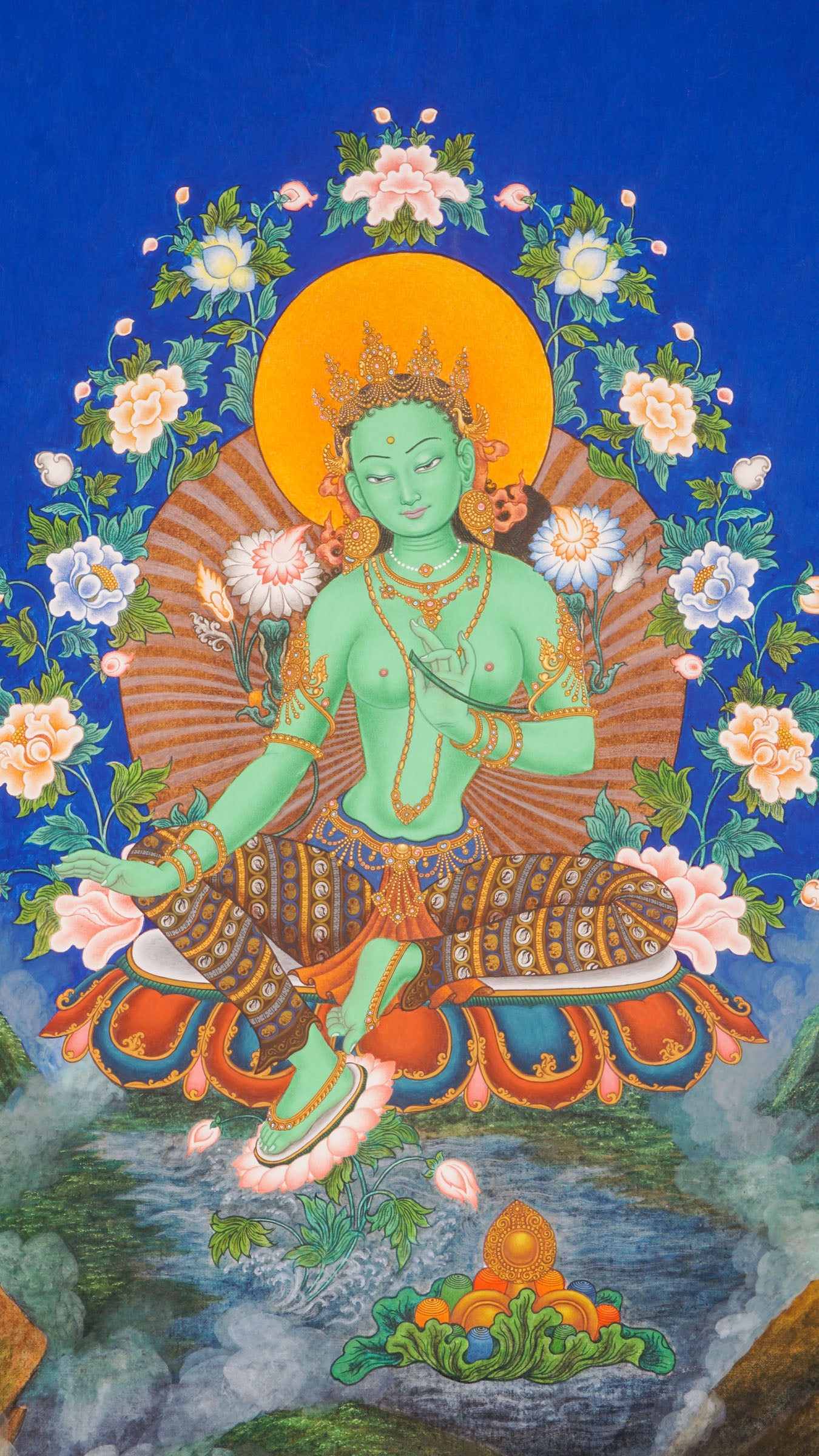 Green Tara Thangka Painting