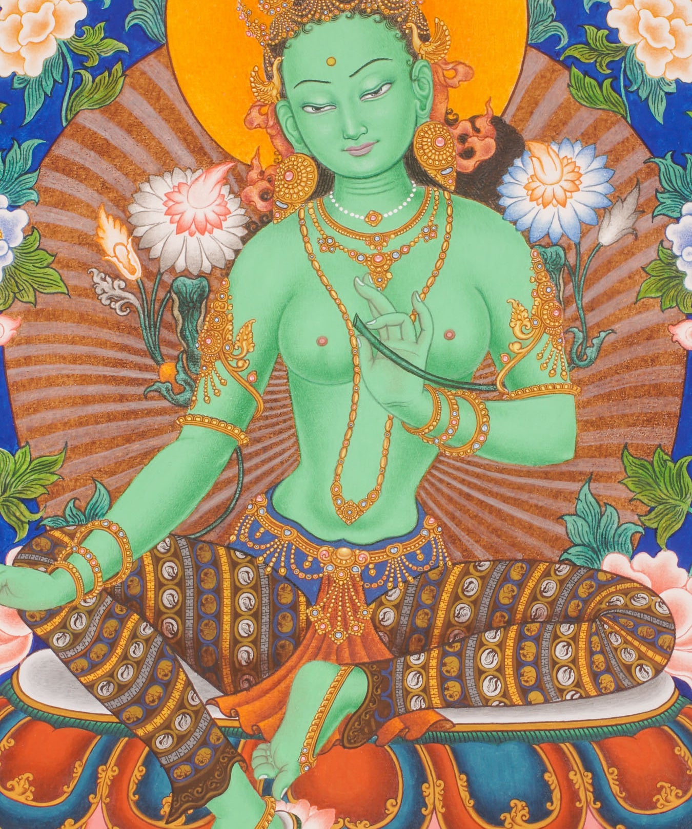 Green Tara Thangka Painting