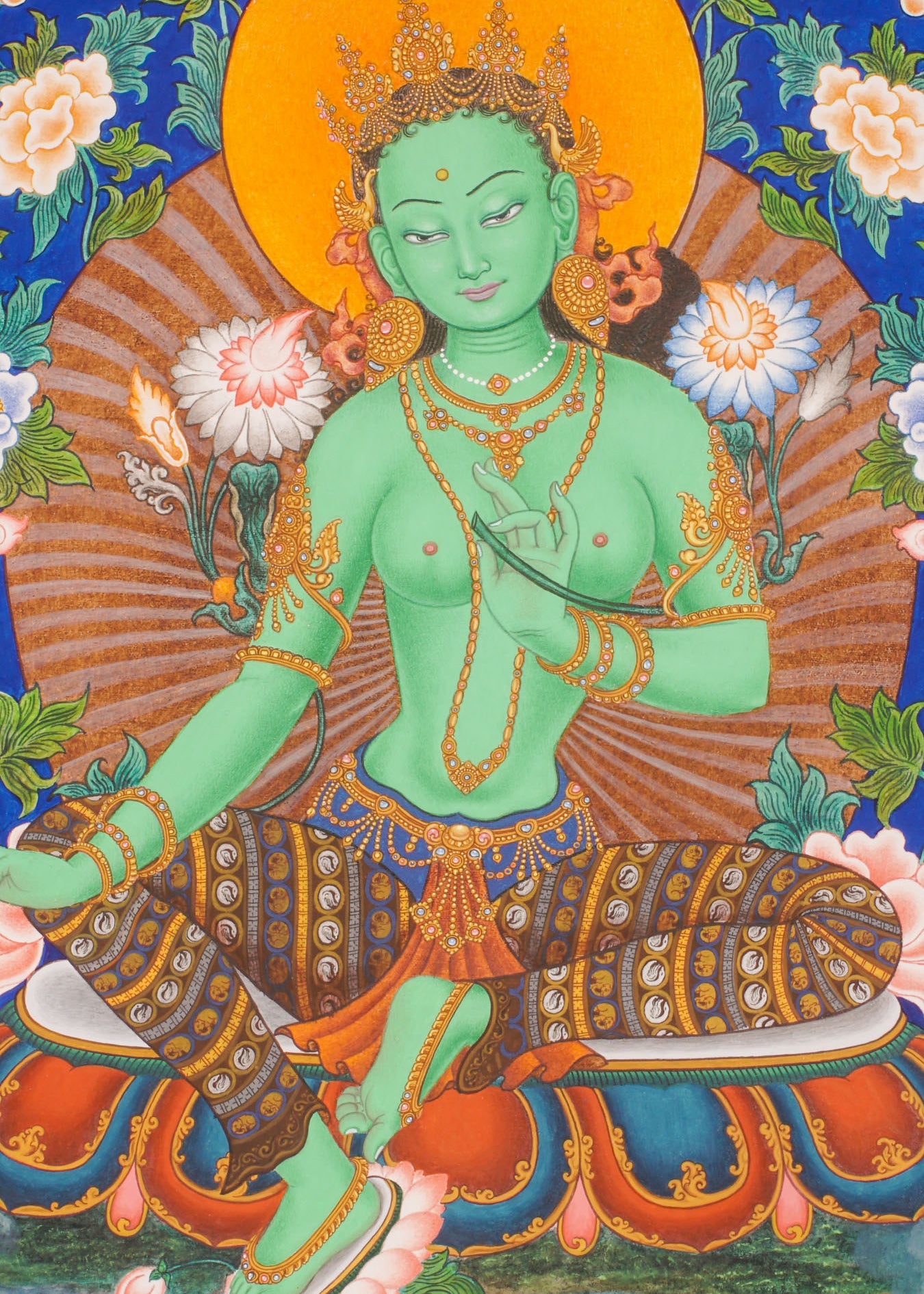 Green Tara Thangka Painting