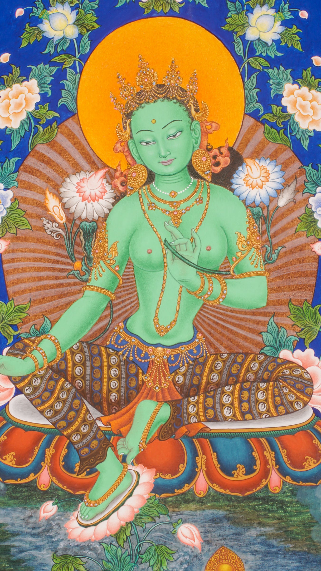 Green Tara Thangka Painting