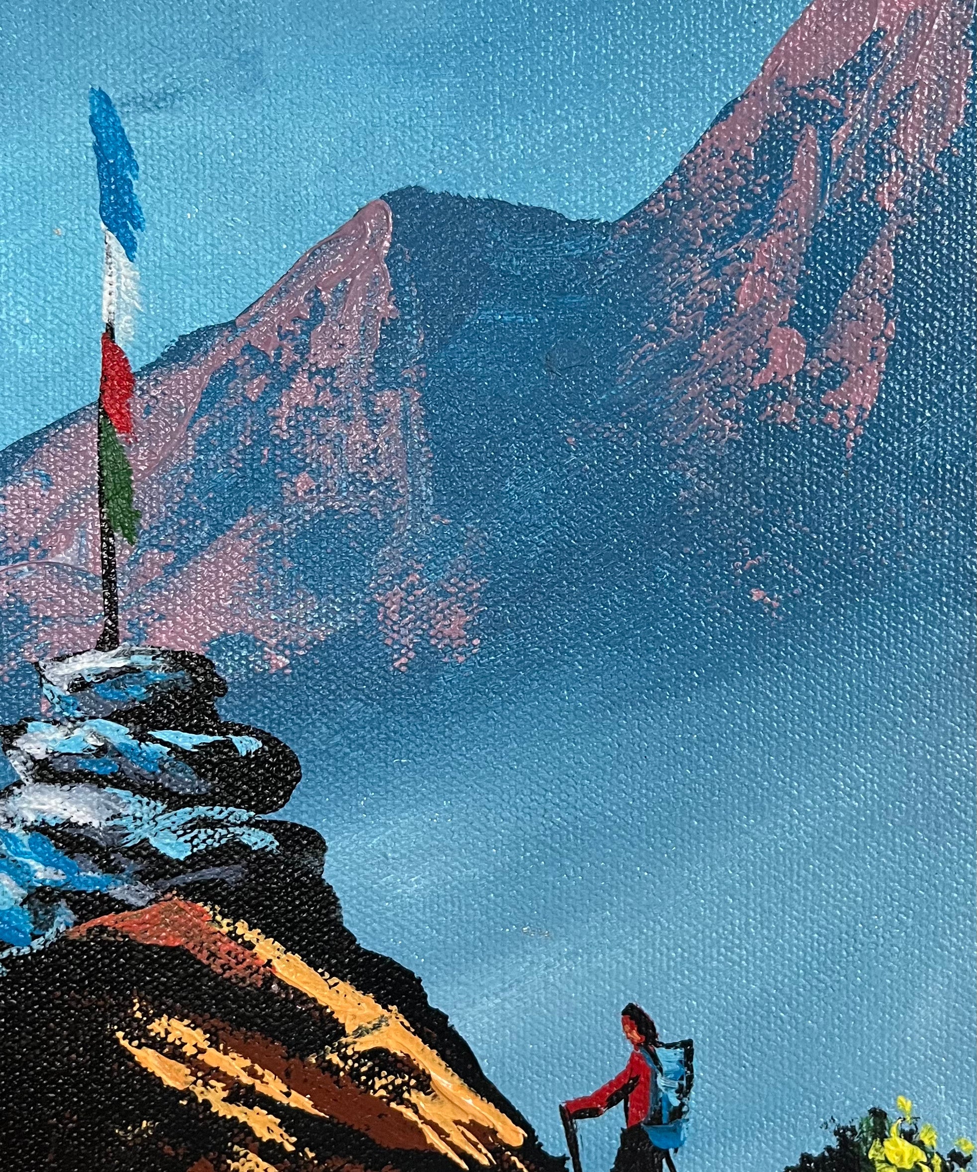 Hand-Painted Oil Painting of Mt Machapuchre 
